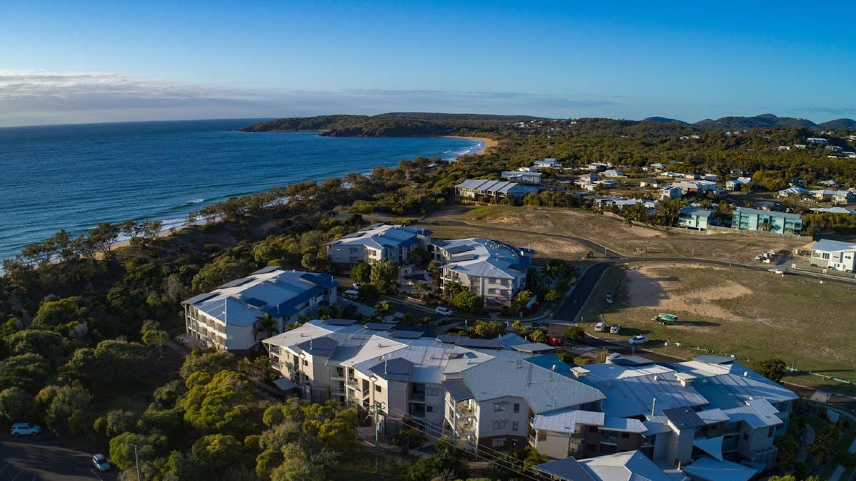 Resort beach location aerial shot