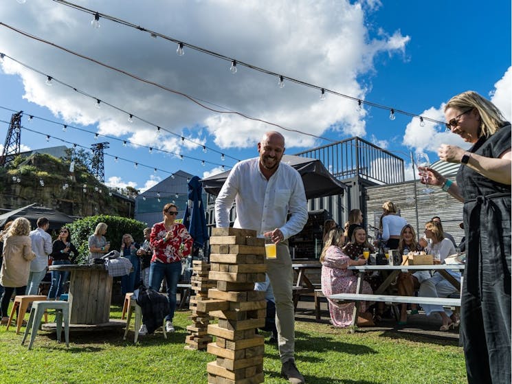 Play a range of lawn games in our sunny beer garden