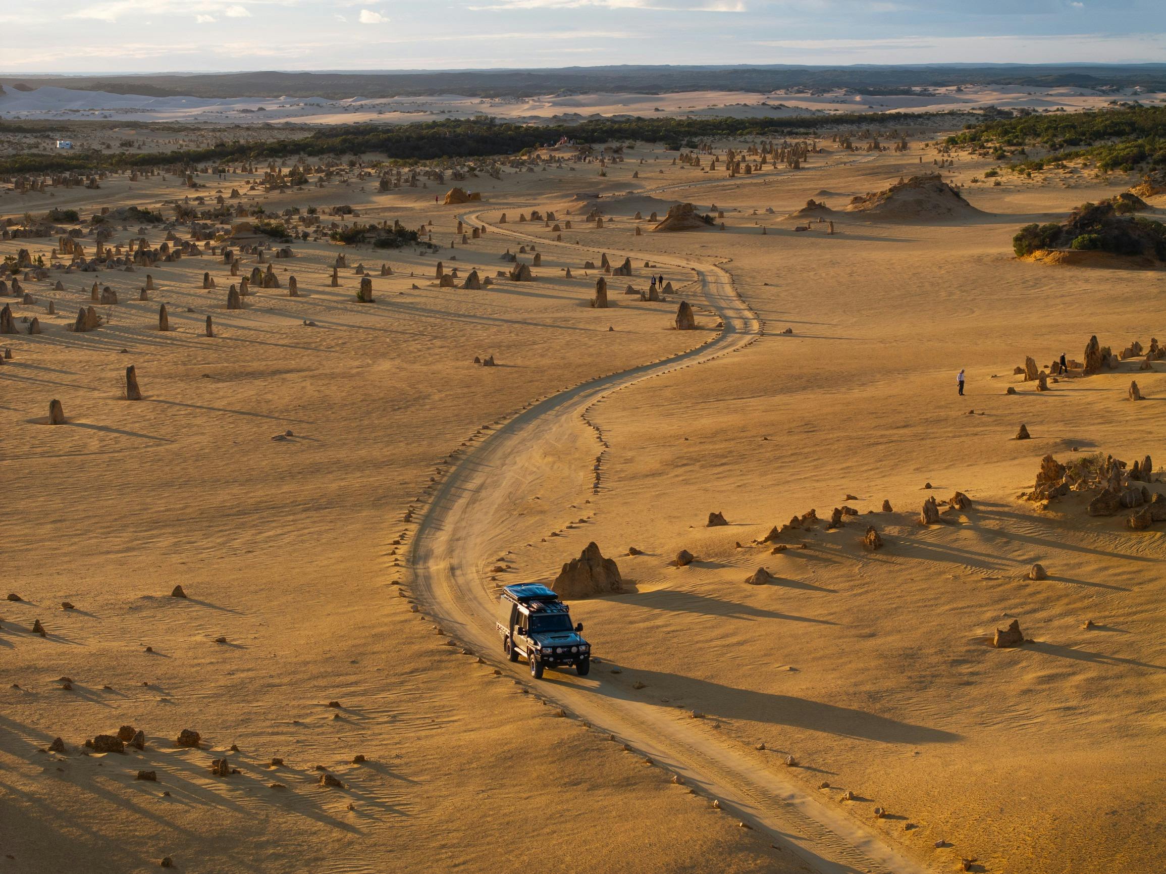 Driving through the Pinnacles which are located in the Nambung National Park
