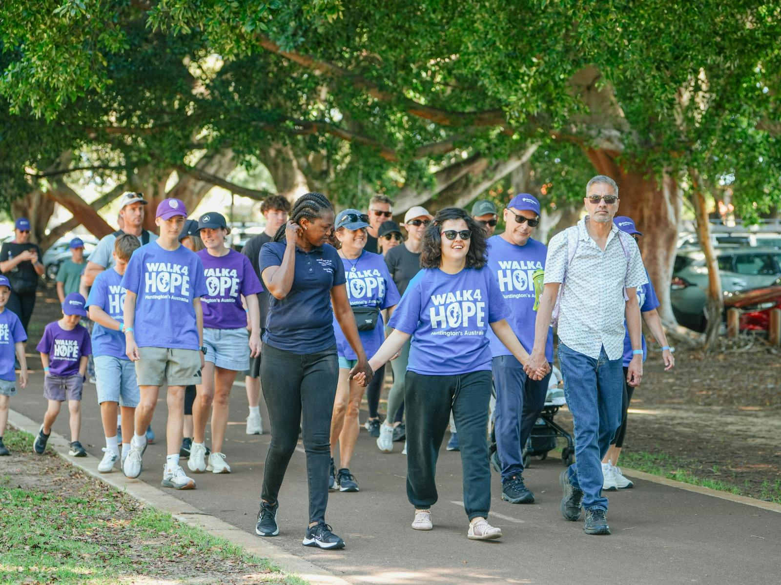 group walking on path