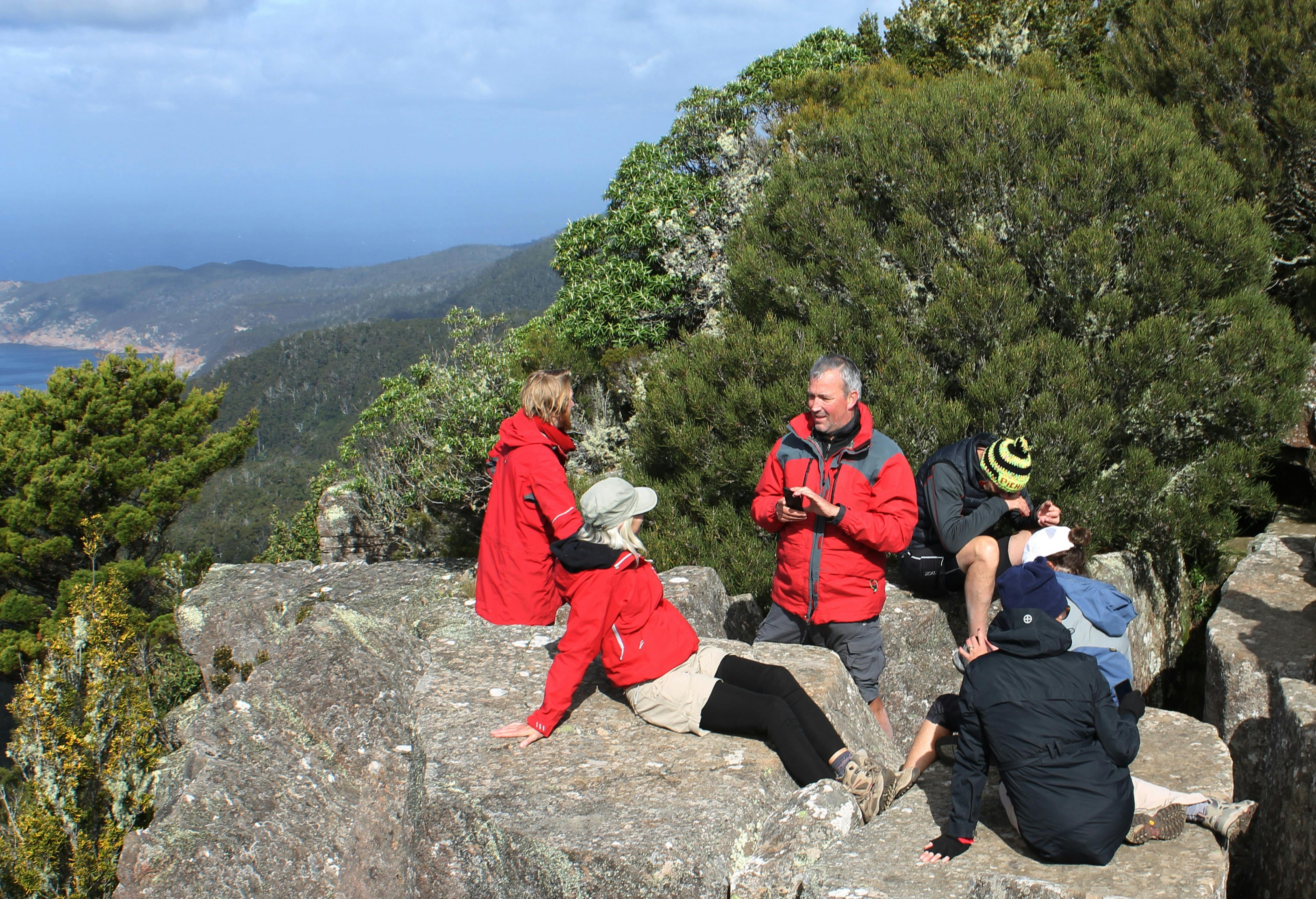 Stopping for lunch with a view on the Maria Island Pack-Free Walk by Life's An Adventure