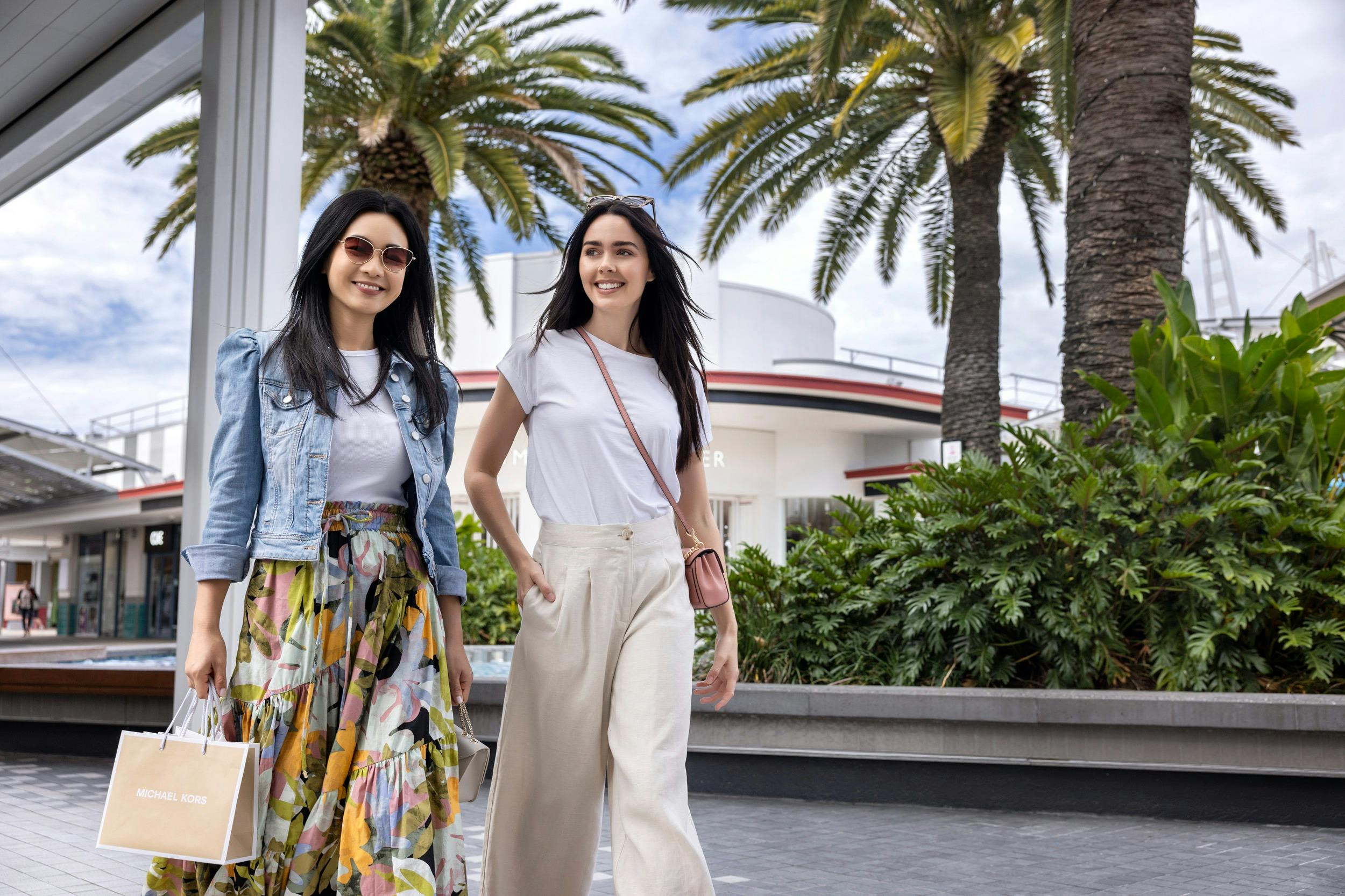 Friends shopping in paradise