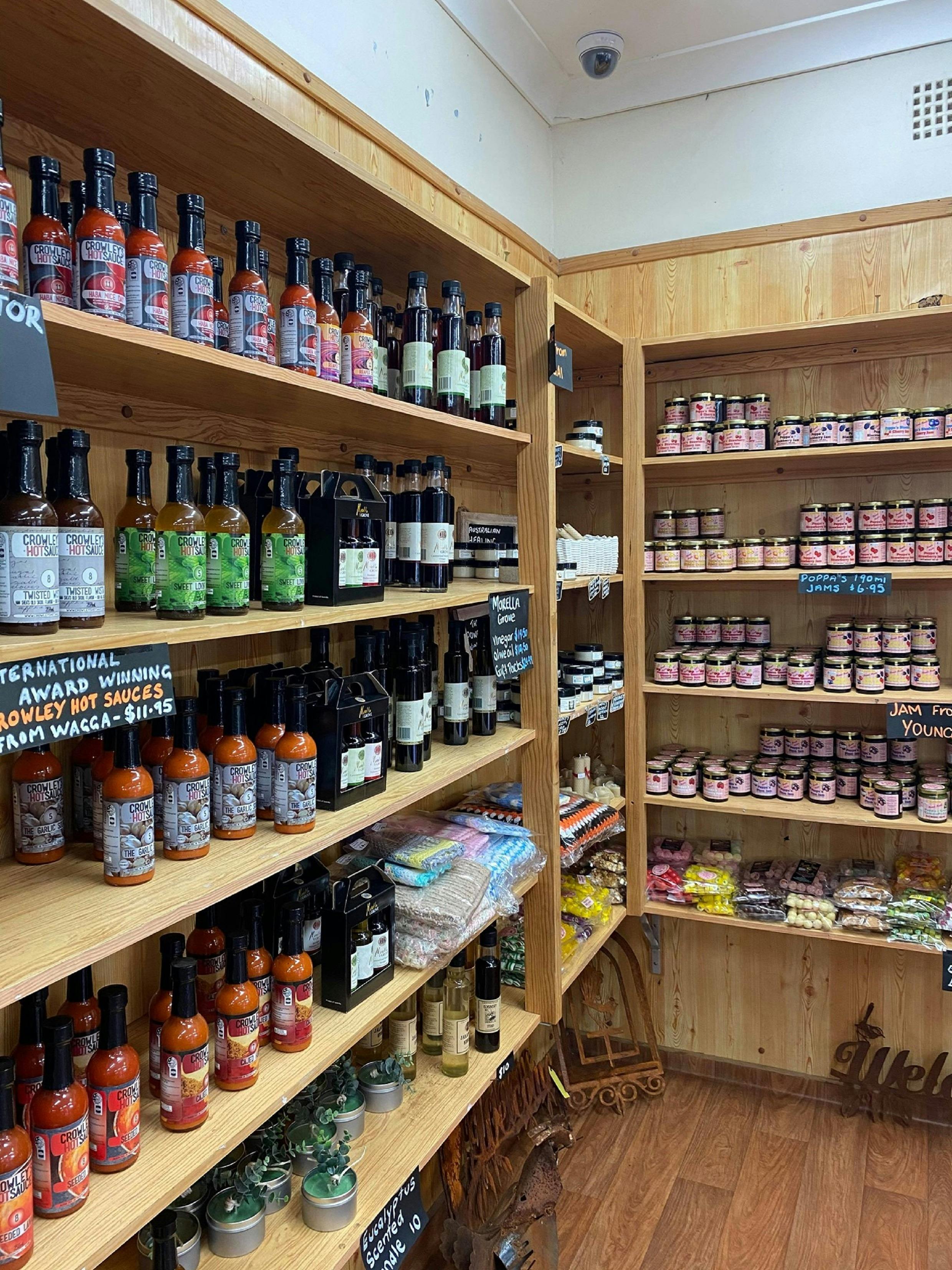 Products at the Dog on the Tucker Box Cafe