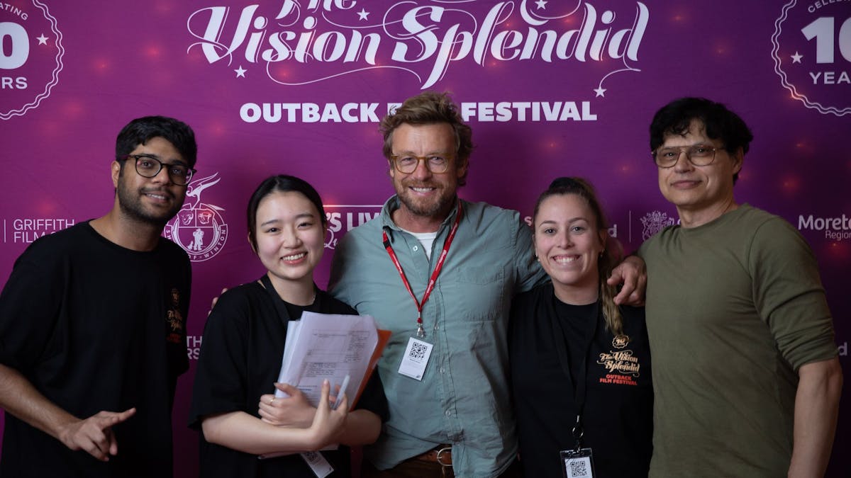 Simon Baker and Ivan Sen on the red carpet at the Vision Splendid Outback Film Festival.