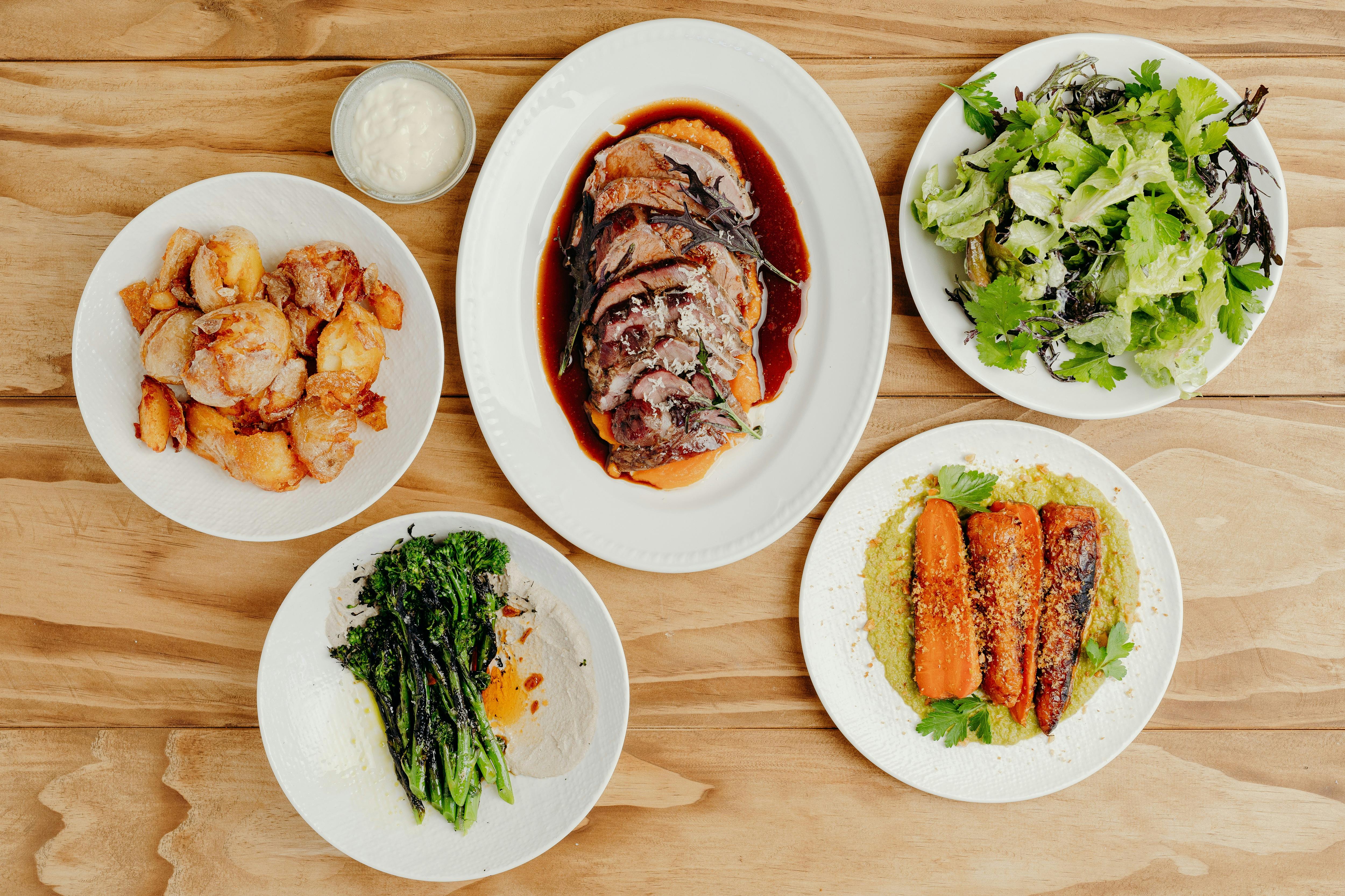 The menu features produce harvested directly from the working farm.