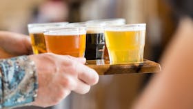 Craft beer flight at Seven Sheds brewery