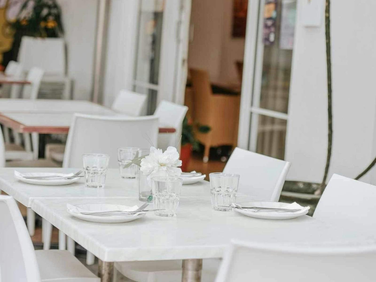 white outdoor seating