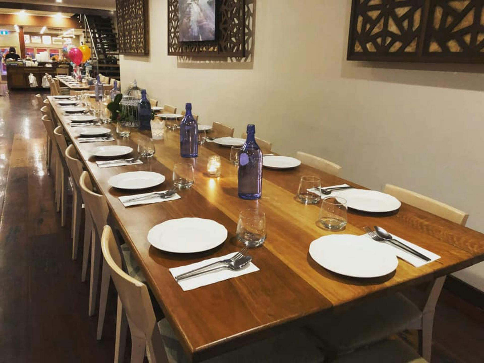 A large table set for a group