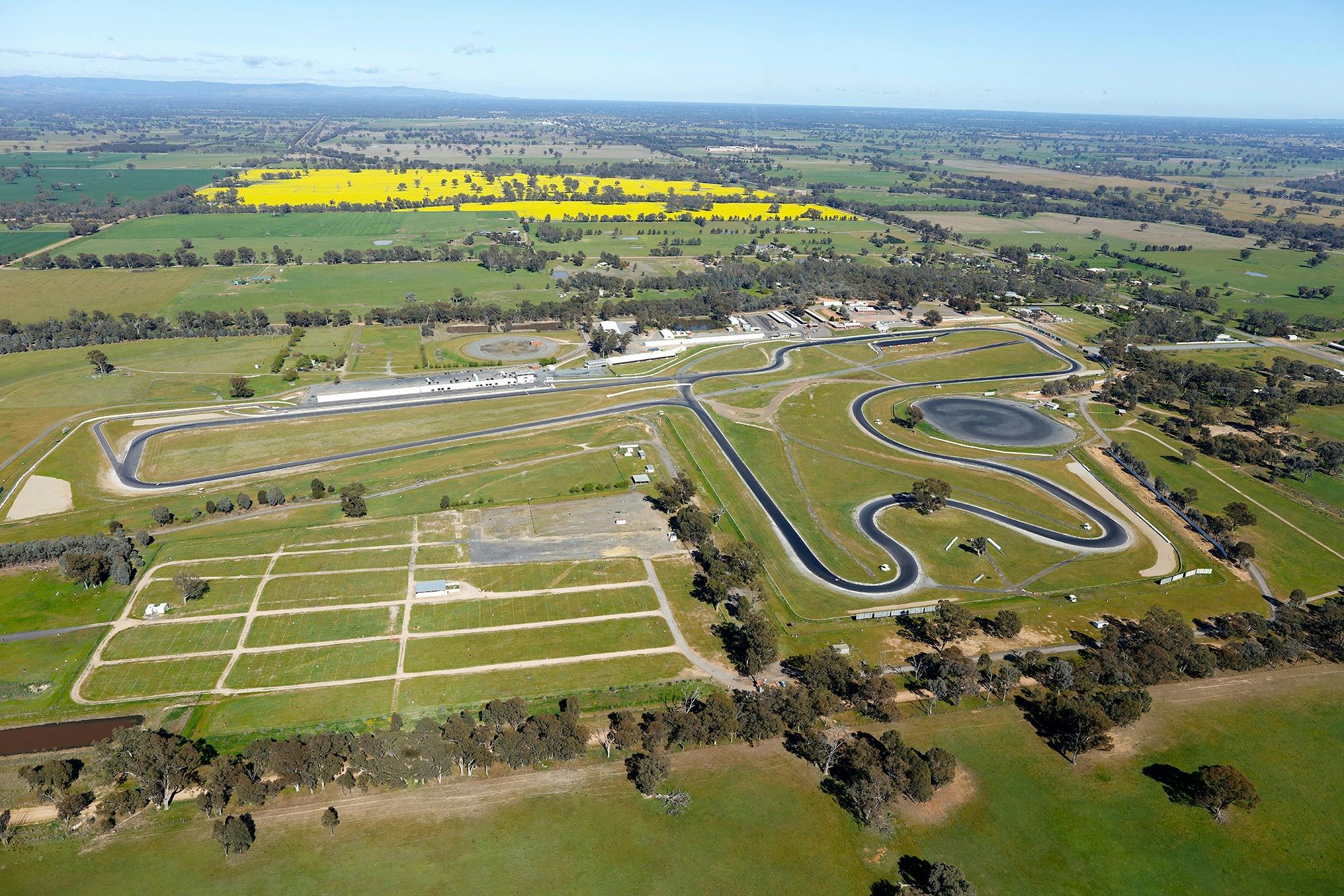 Aerial view of a racetrack