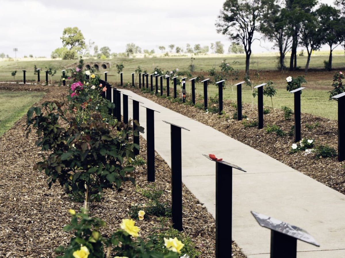 Plaques along the Avenue of Honor in tribute to the early soldier settlers.