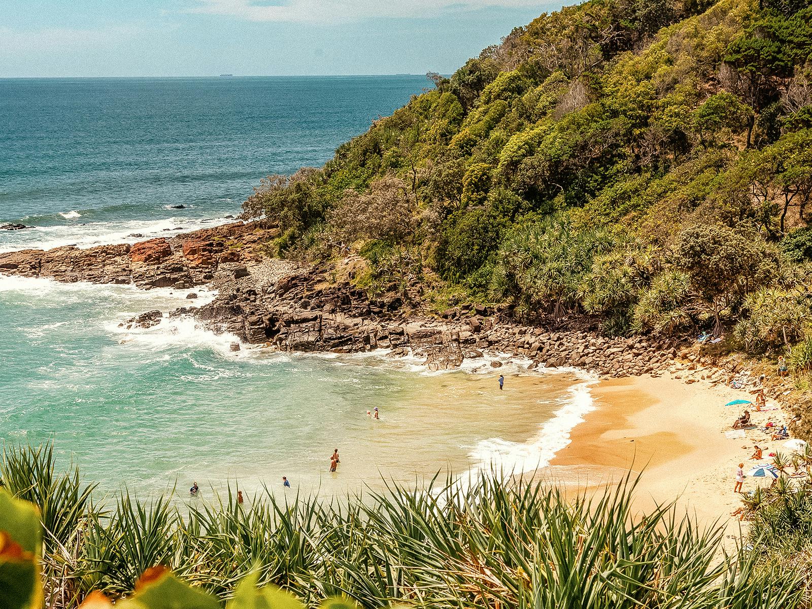 High angle from Hansen's Lookout over Second Bay, Coolum Beach, Sunshine Coast, Queensland.