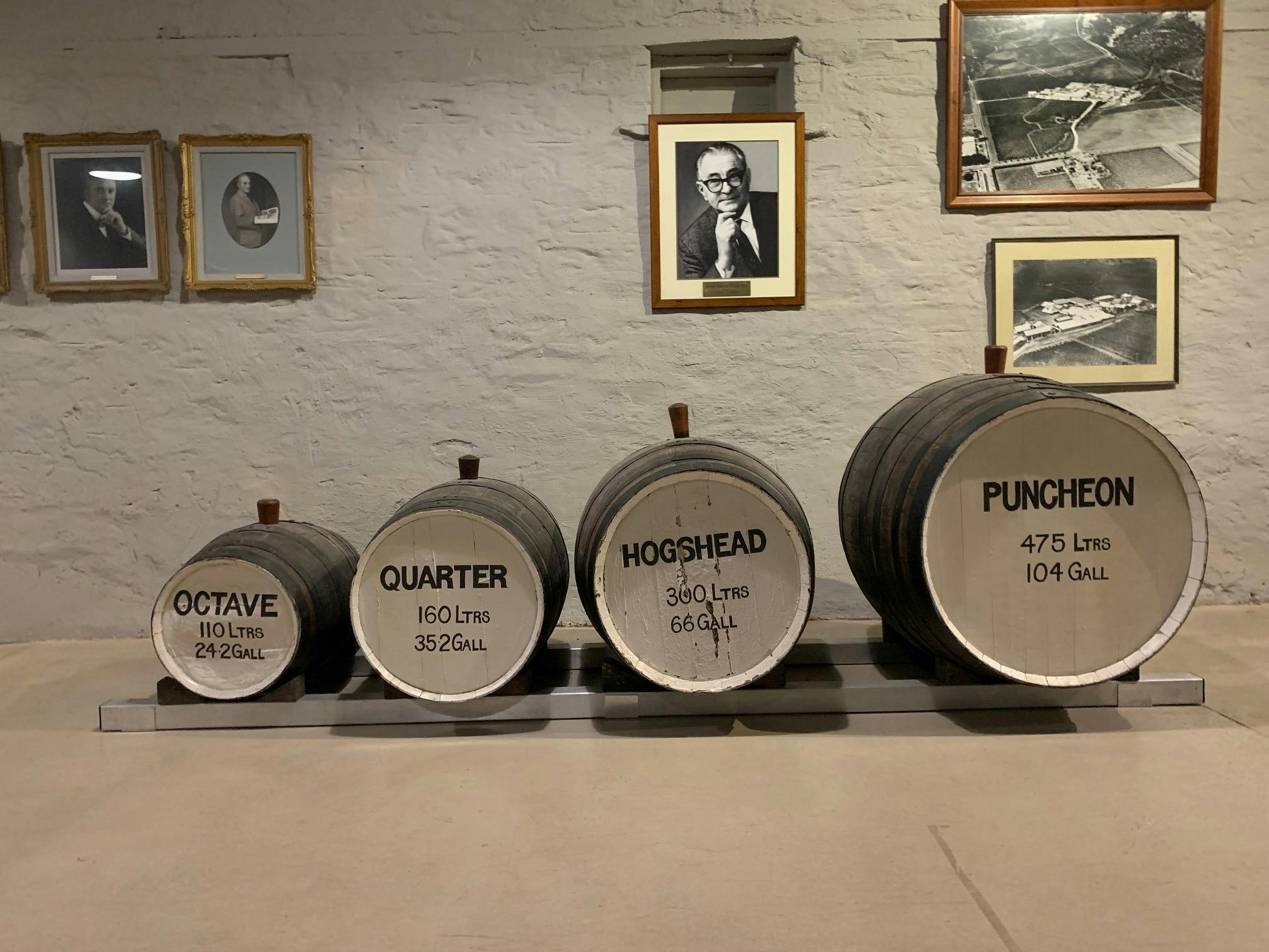 Penfold Grange and St Henri wine is stored in oak barrels, small barrels best to add the oak flavour