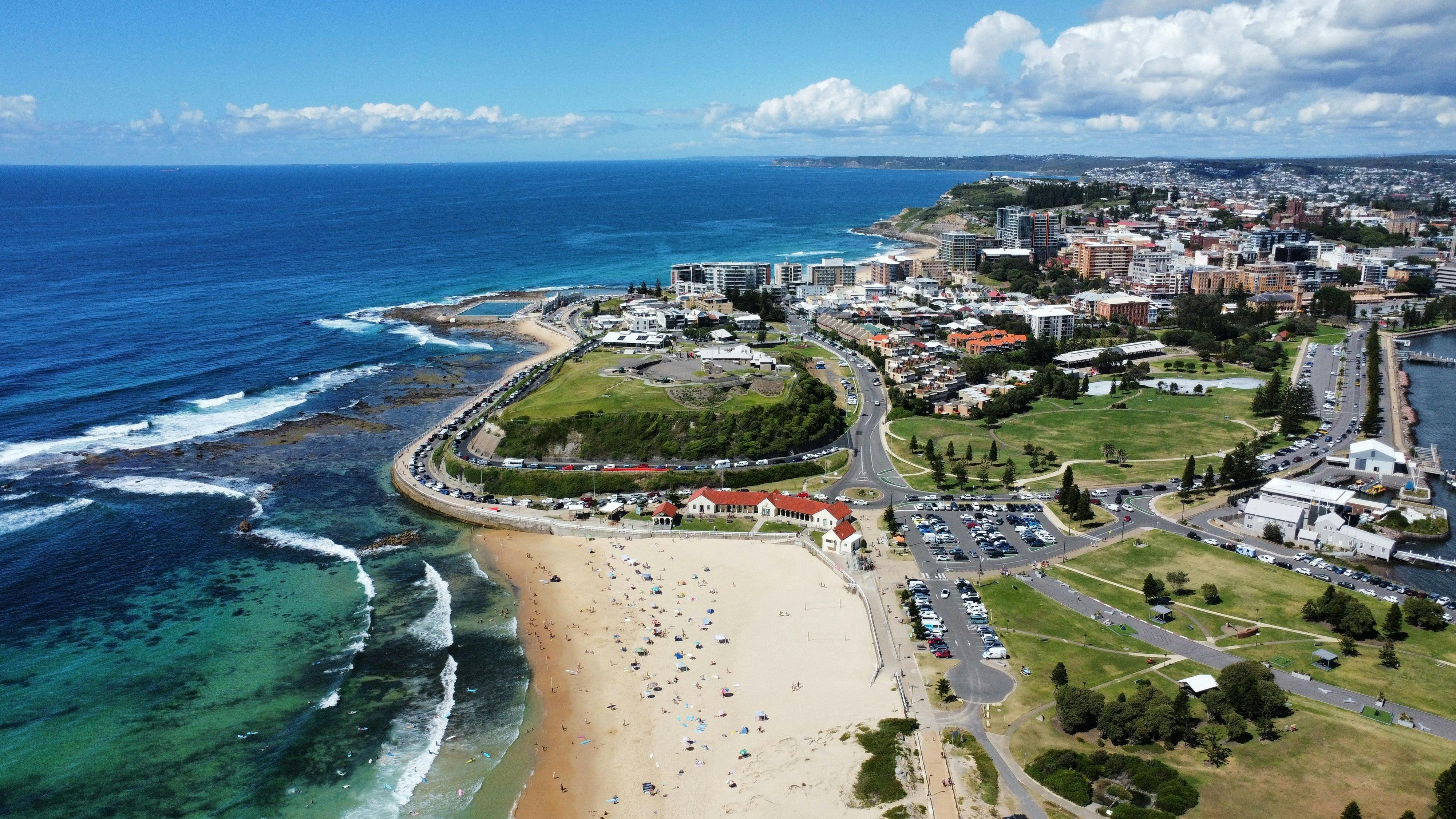 Aerial of Newcastle coastline