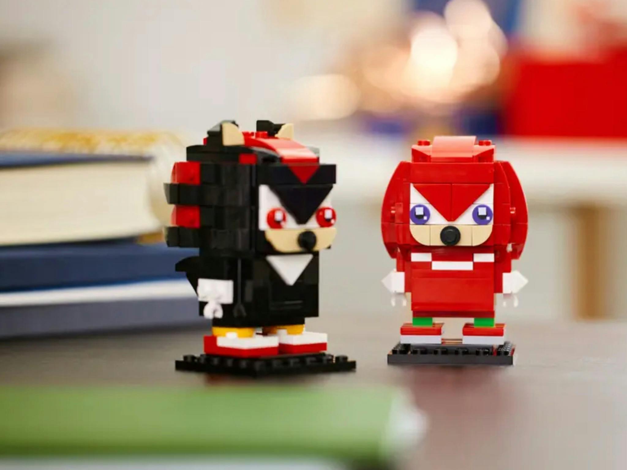 a lego build of retro sonic characters