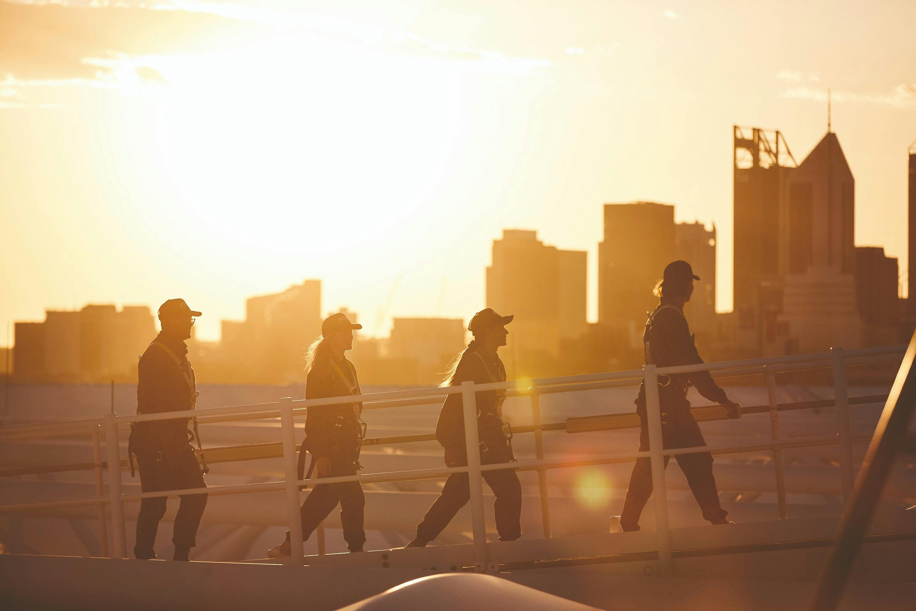 Patrons on HALO roof climb