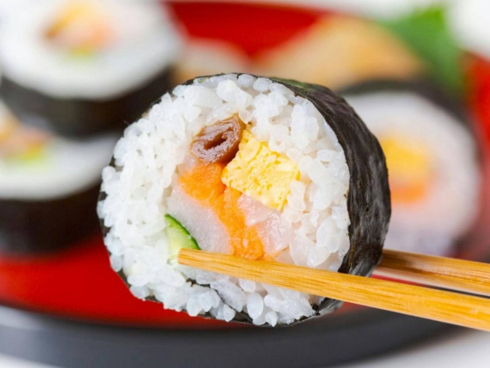 Close up of a sushi roll
