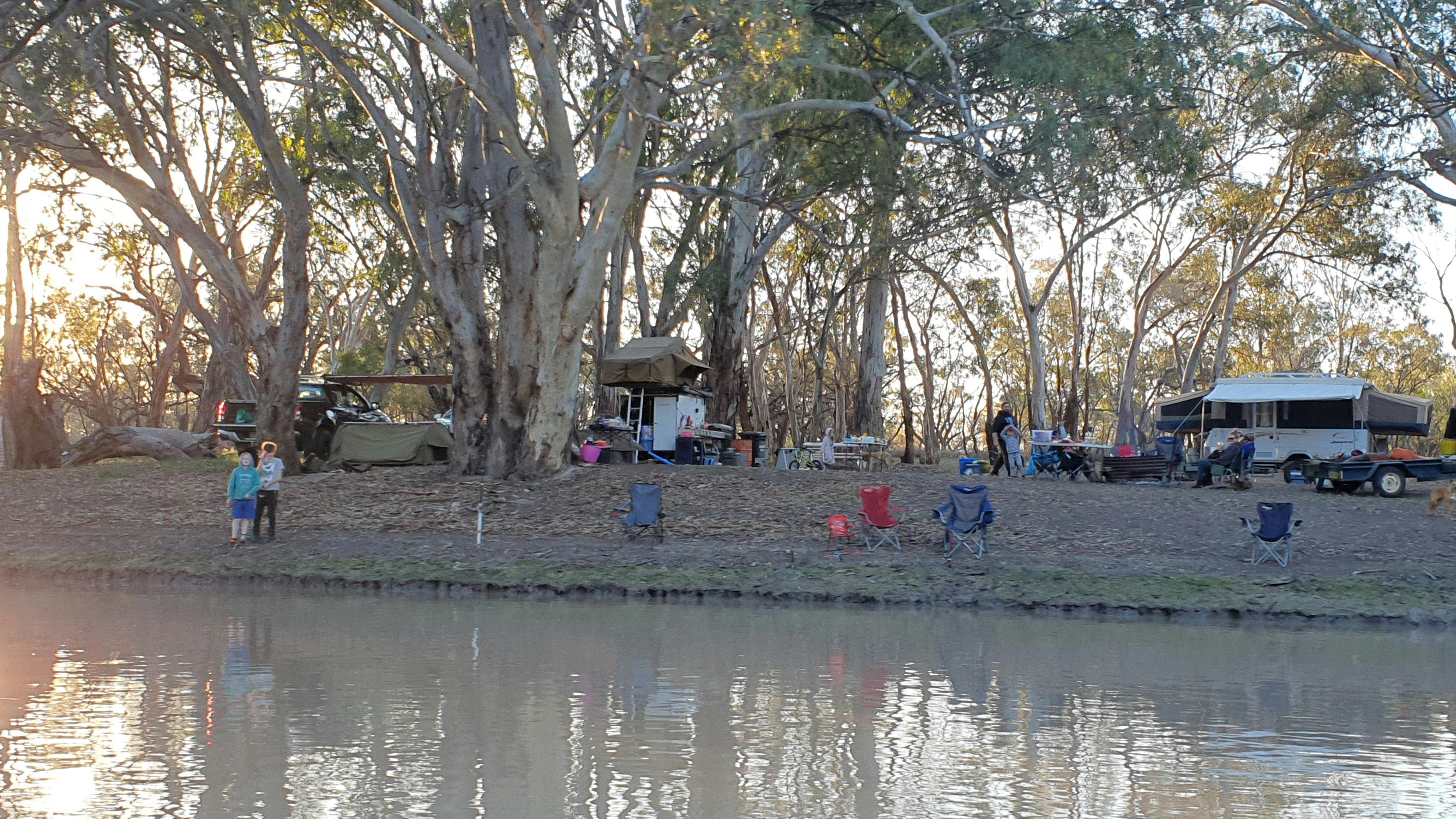 Campers enjoying the Darling River