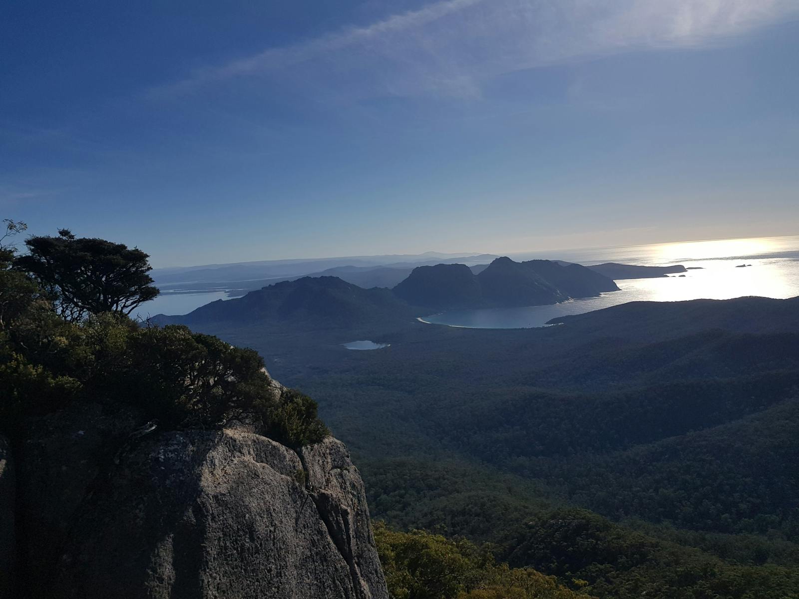 The view over Wineglass Bay and the Hazards Range from Mount Freycinet is simply stunning