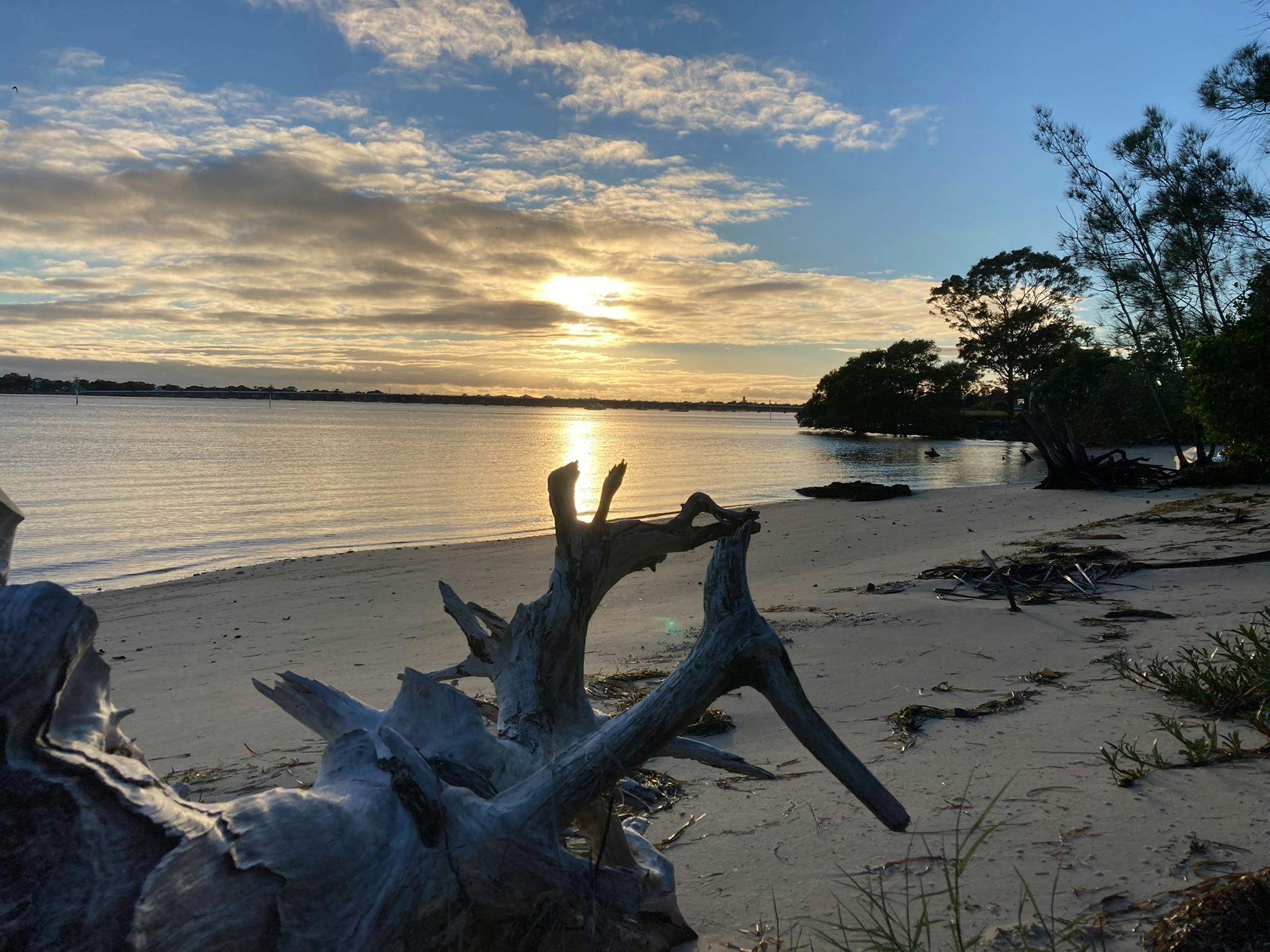 Sunrise outside Bribie Beach Shack