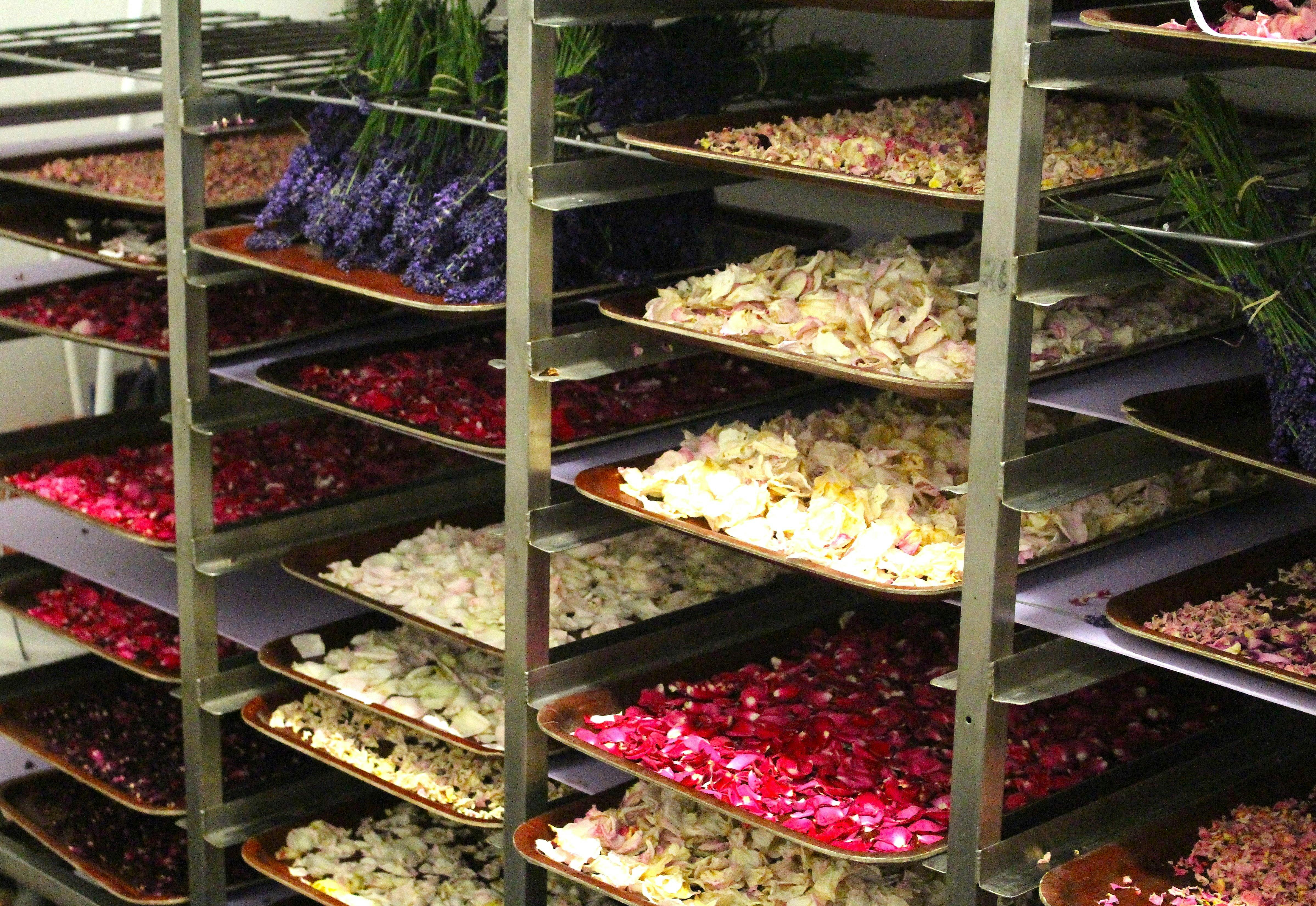 Drying Racks with lavender and roses