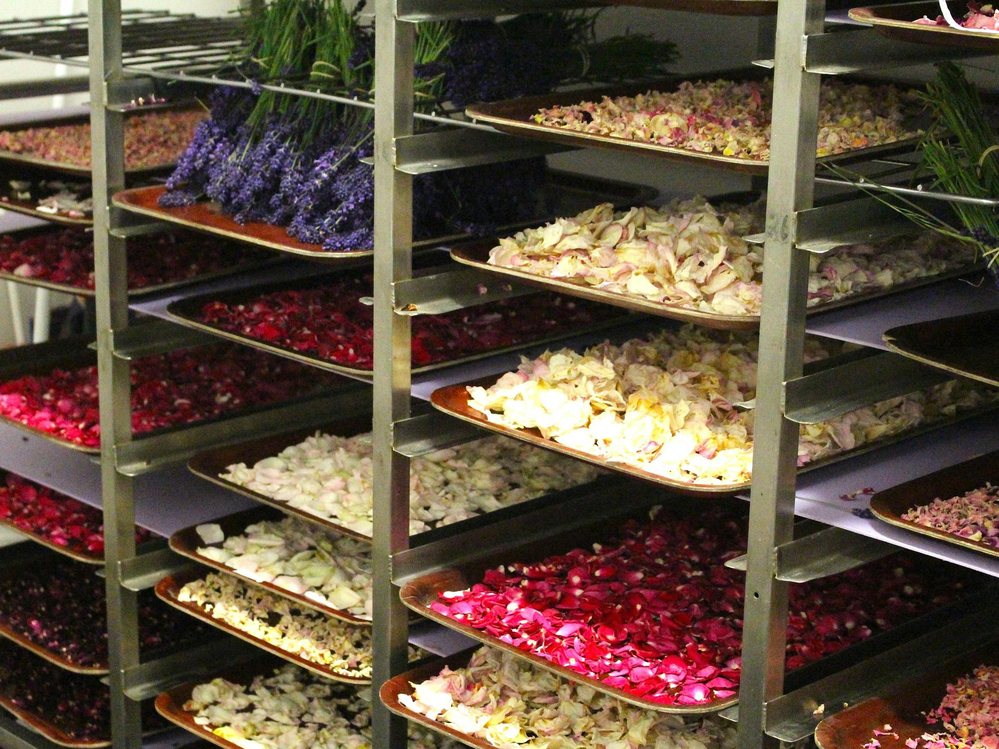 Drying Racks with lavender and roses