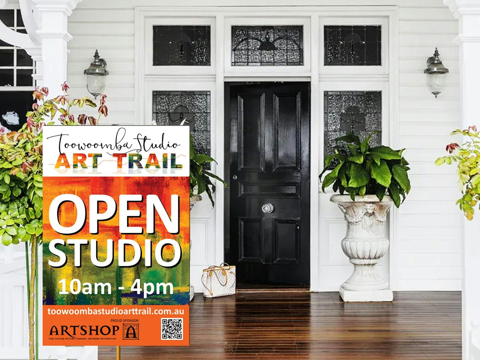Image of front door with Open Studio Sign