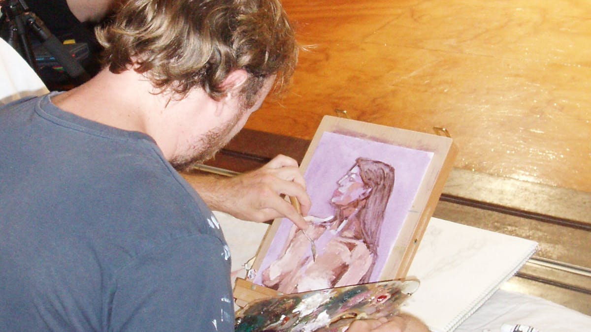 one person painting