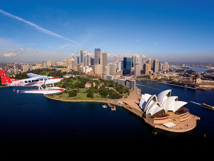 Sydney Seaplane flying over Sydney harbour