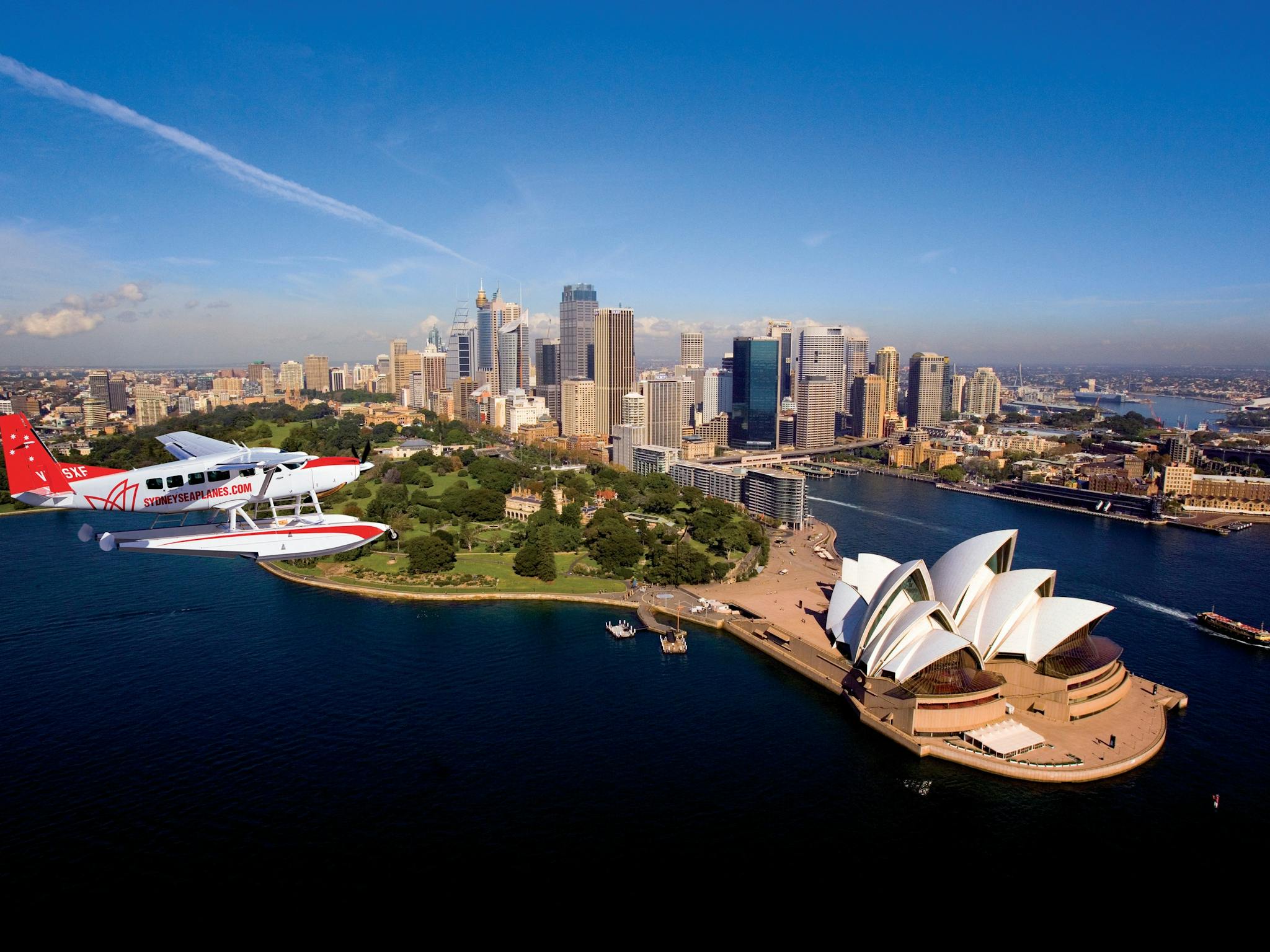 Sydney Seaplane flying over Sydney harbour