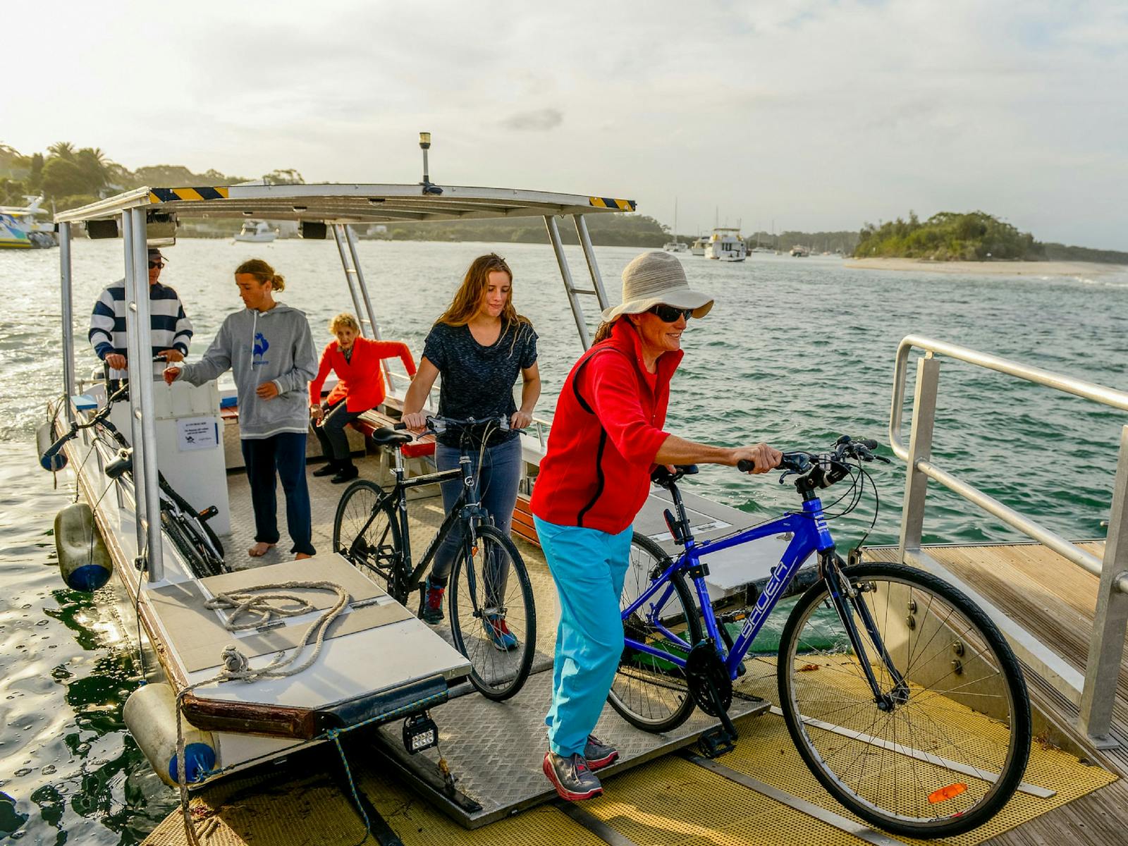 The Huskisson Ferry can transport you and your bike across Currambene Creek to Myola.