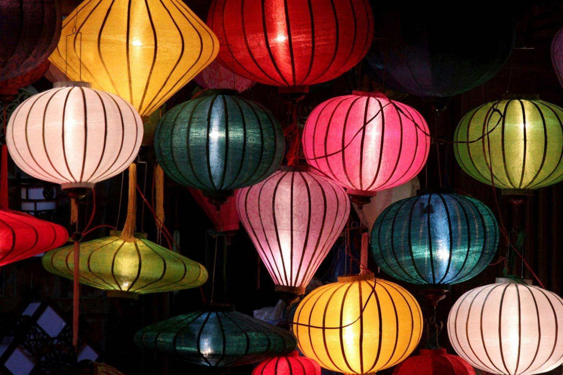 Colourful lanterns at Mr Saigon, capturing the vibrant Chinatown vibe during the Treasures Tour