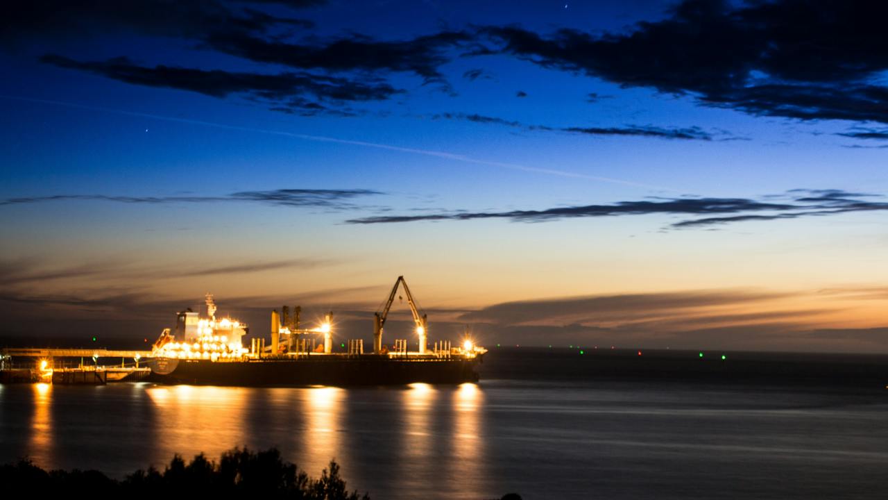 Thevenard Wharf at night