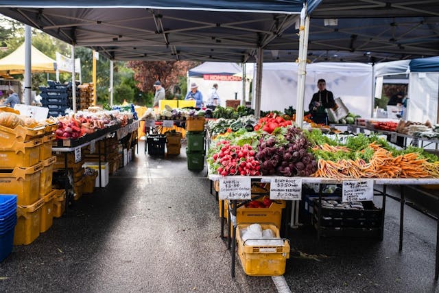 Open market fruit and vegetable stall