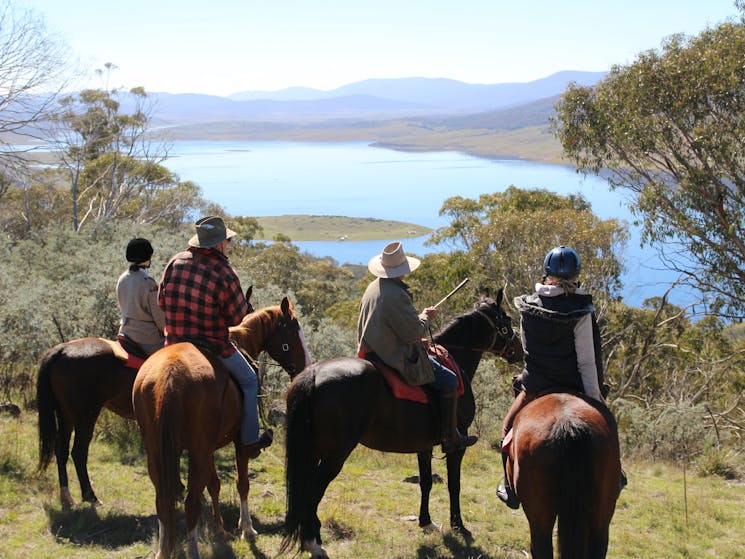 Kosciuszko National Park Horse Safaris - admiring the Tantangara Dam