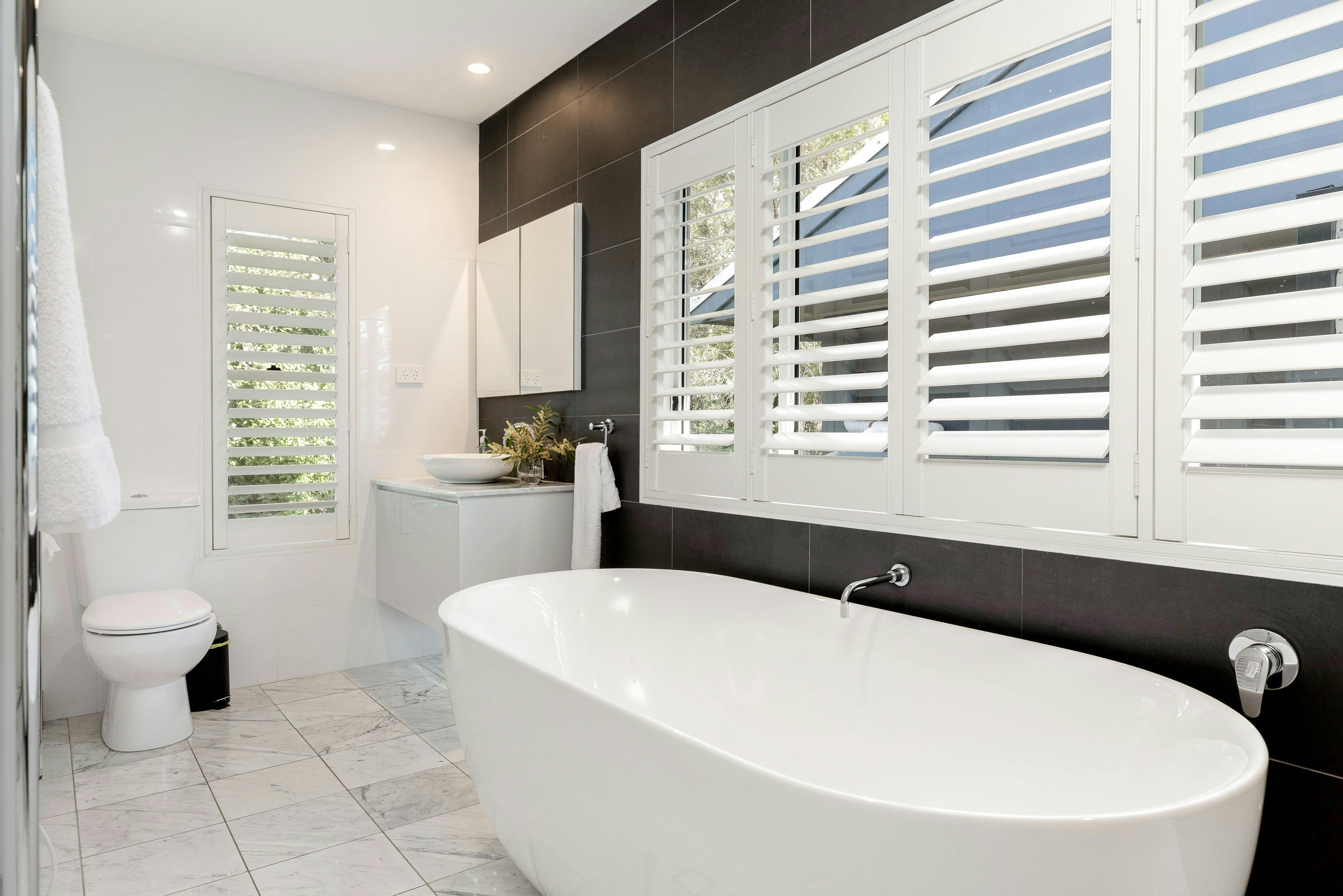 Bathroom with freestanding bath