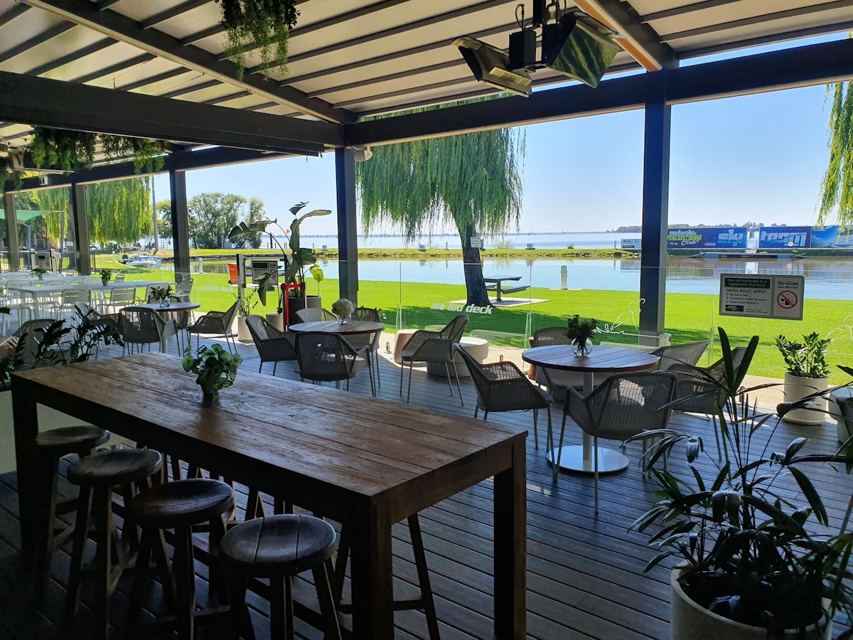 Mulwala's waterfront deck and bar