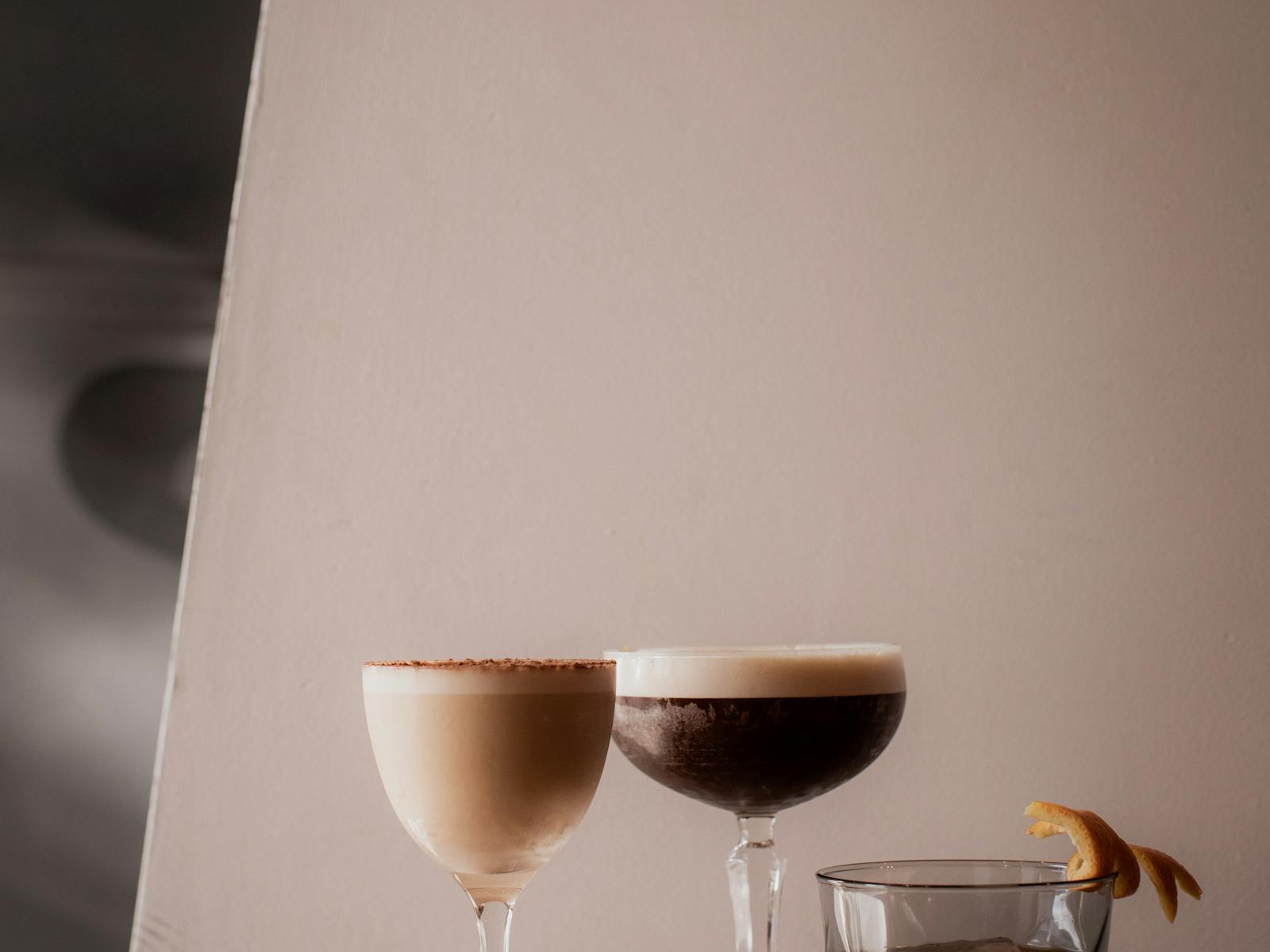 Three coffee cocktails including Tiramisu, Espresso Martini and Coffee & Cigarettes