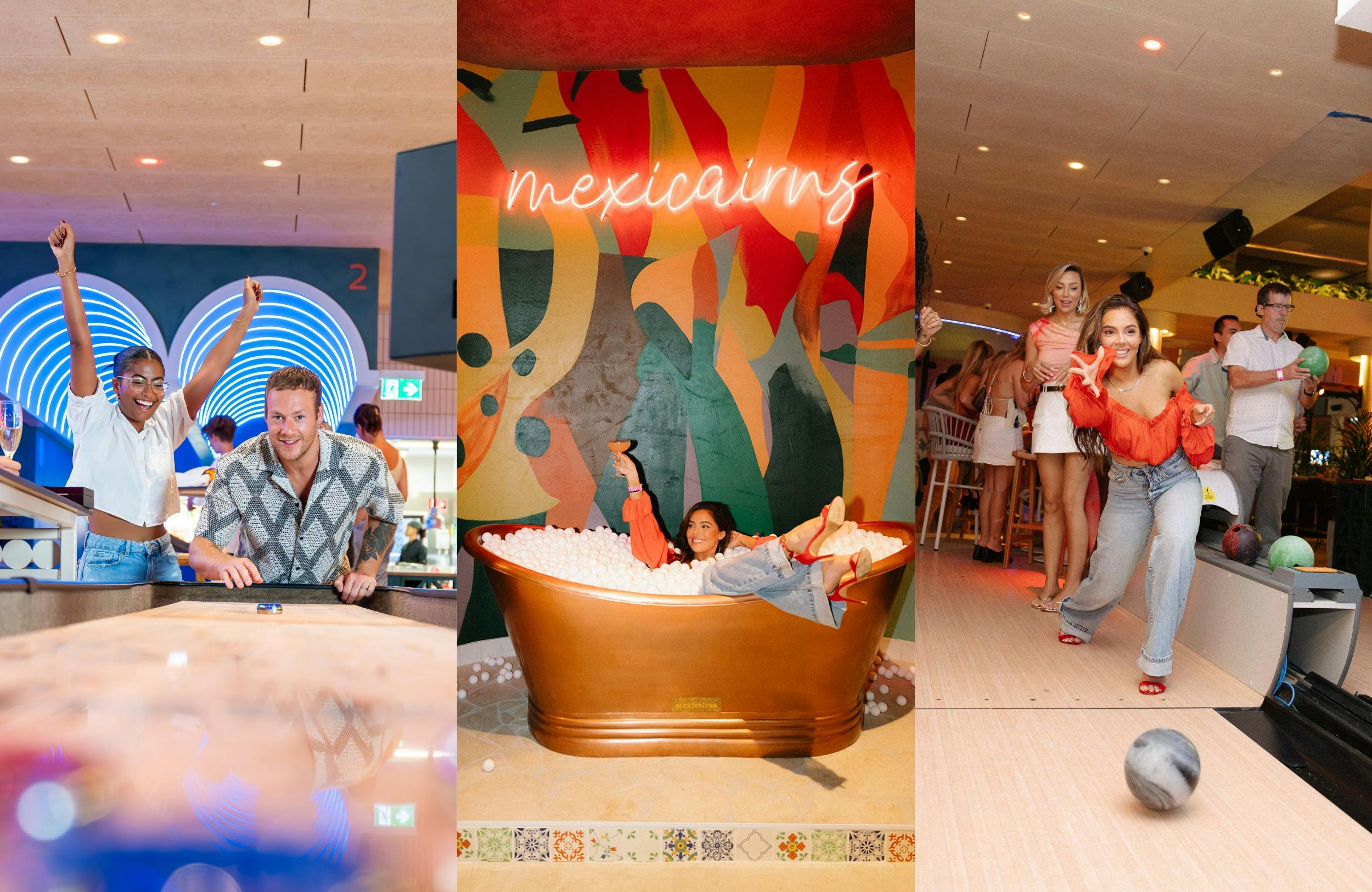 6 Old-school games (Bowling, shuffleboard, pool, ping pong, beer pong)