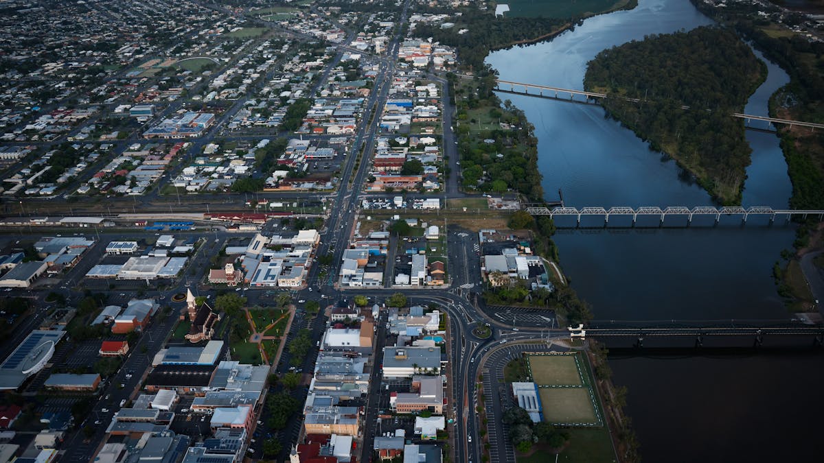The Burnett River with its three connecting bridges