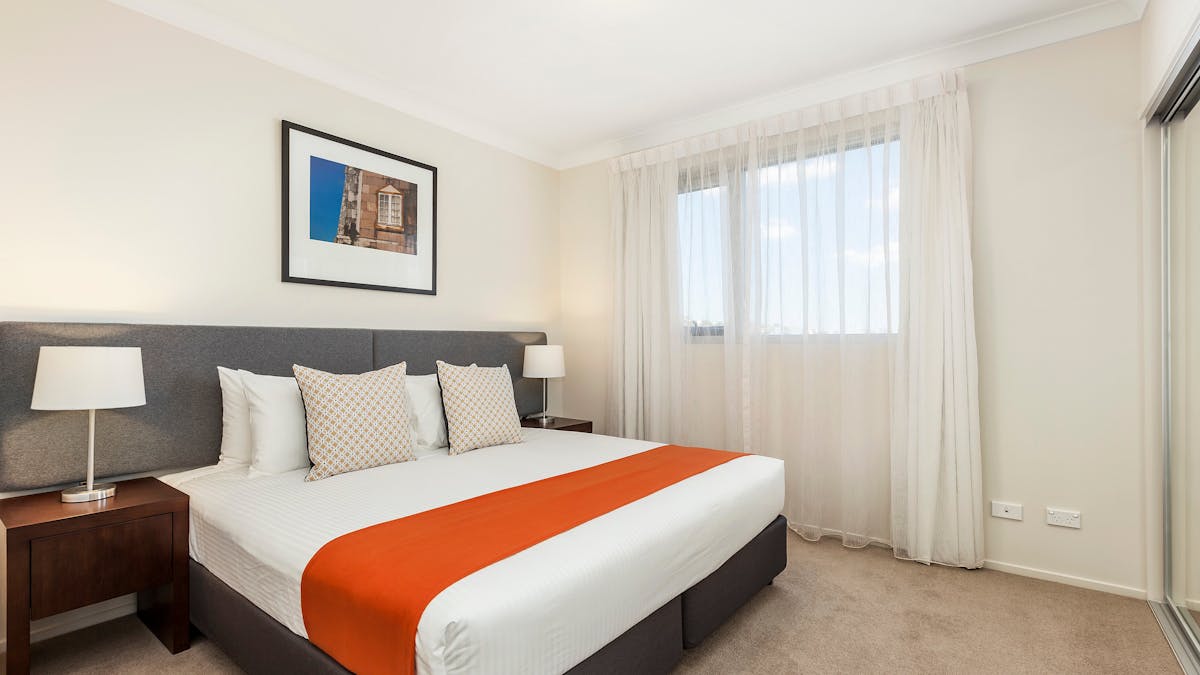 Bedroom showing king sized bed