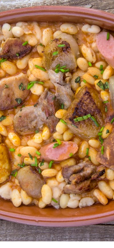 Slow cooked duck cassoulet, toulouse sausage, braised beans for Sunday Table at Royal Hotel QBN