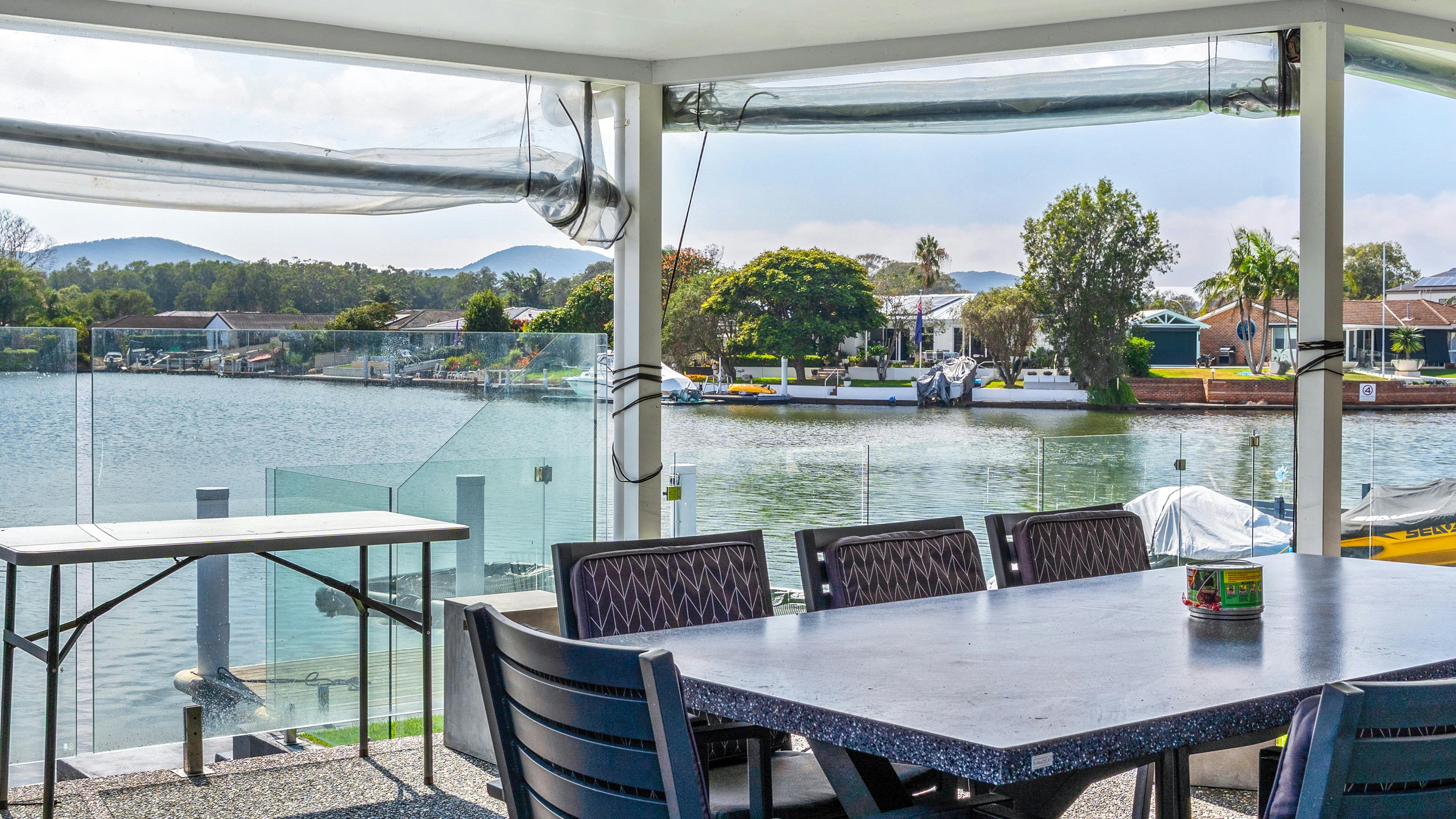 Outdoor dining with water view