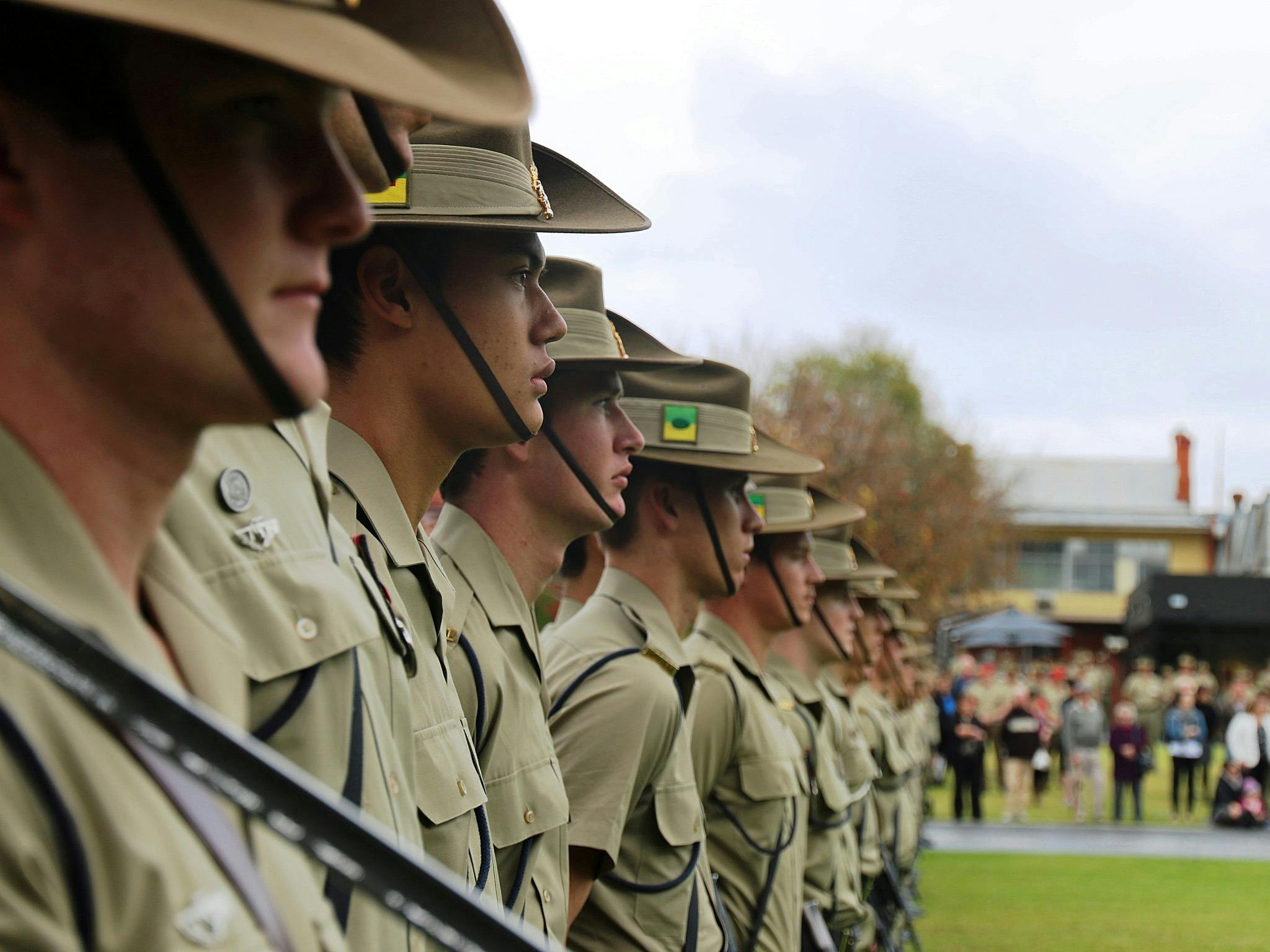 Soldiers standing in a line