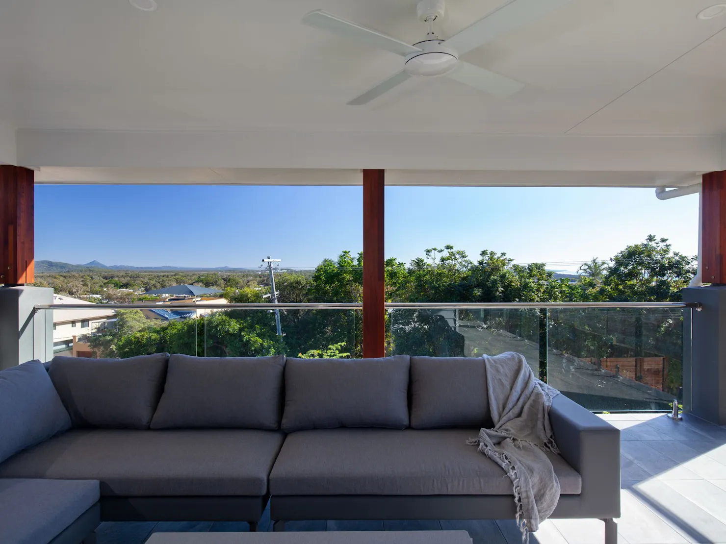 Private upstairs balcony with ocean views