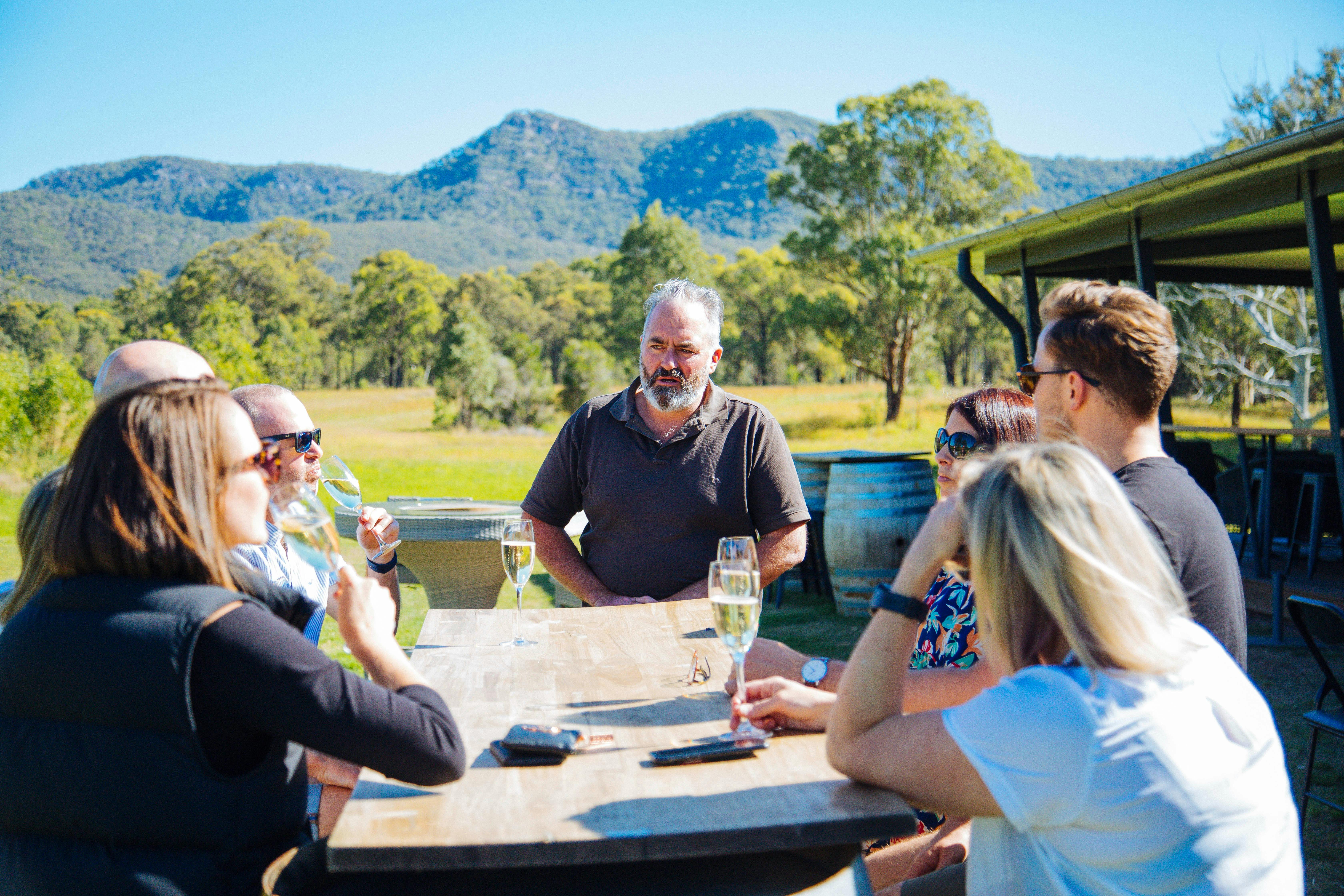 People enjoying guided wine tasting in The Hunter Valley