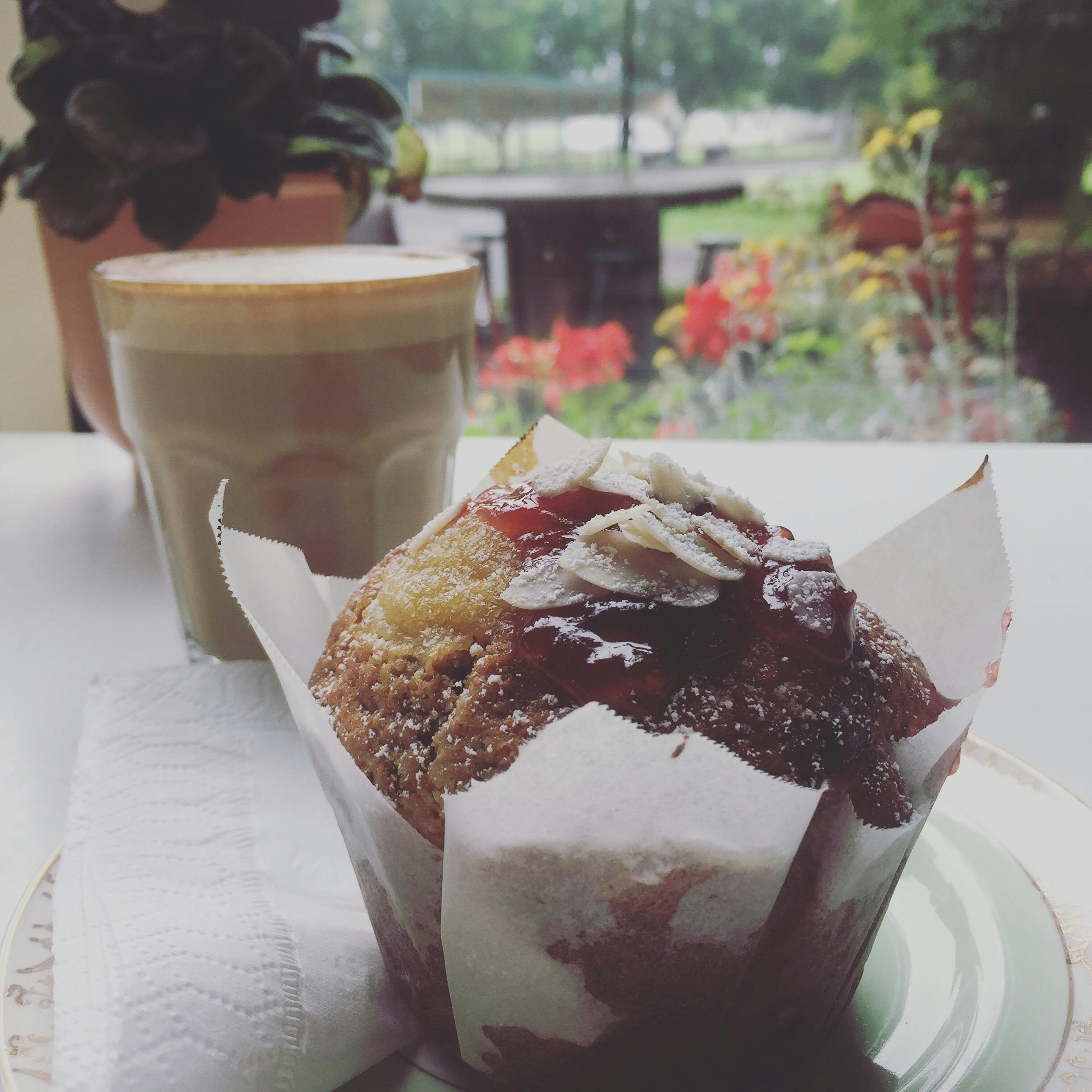 Home Baked Berry Muffin Barista Latte