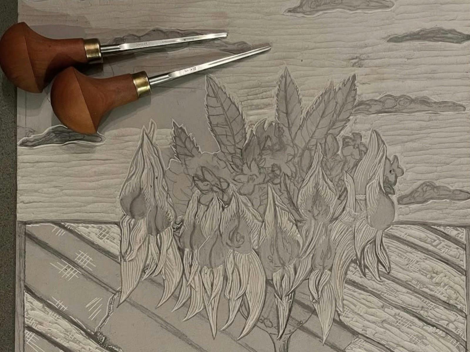 Carved sturt desert pea