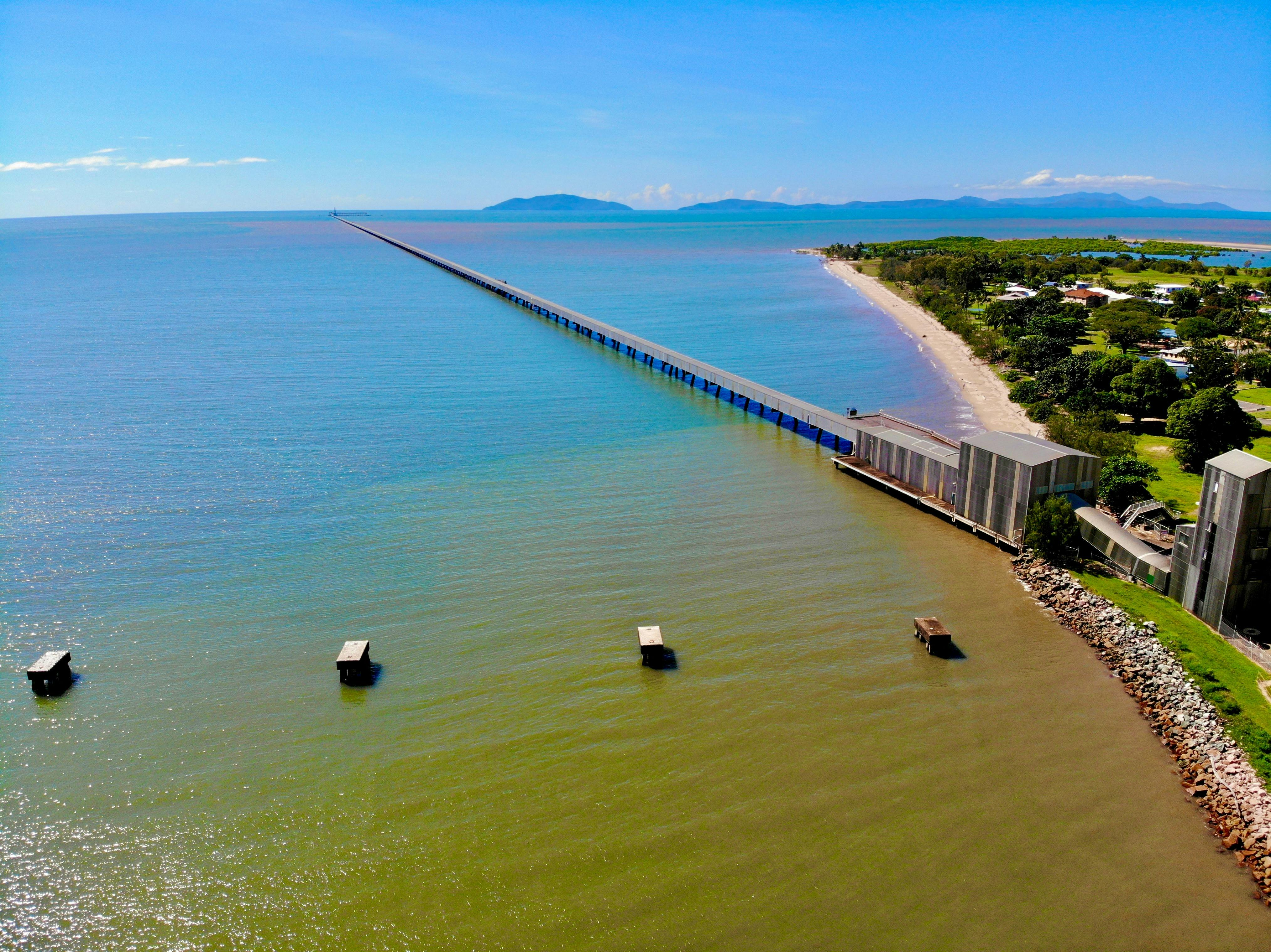 Drone veiw of the iconic sugar loading jetty at Lucinda