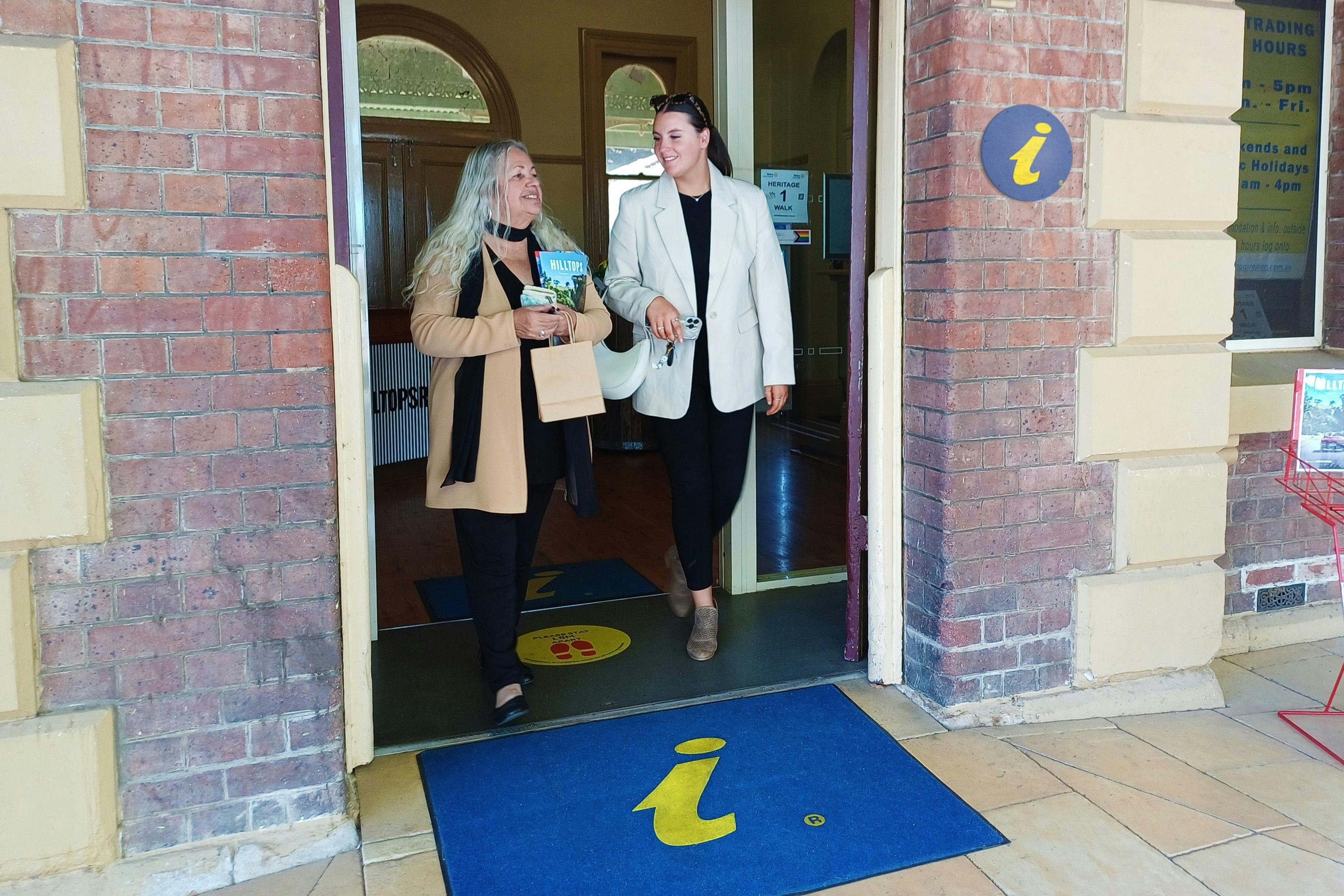 Image of visitors leaving the entrance to the Visitor Information Centre