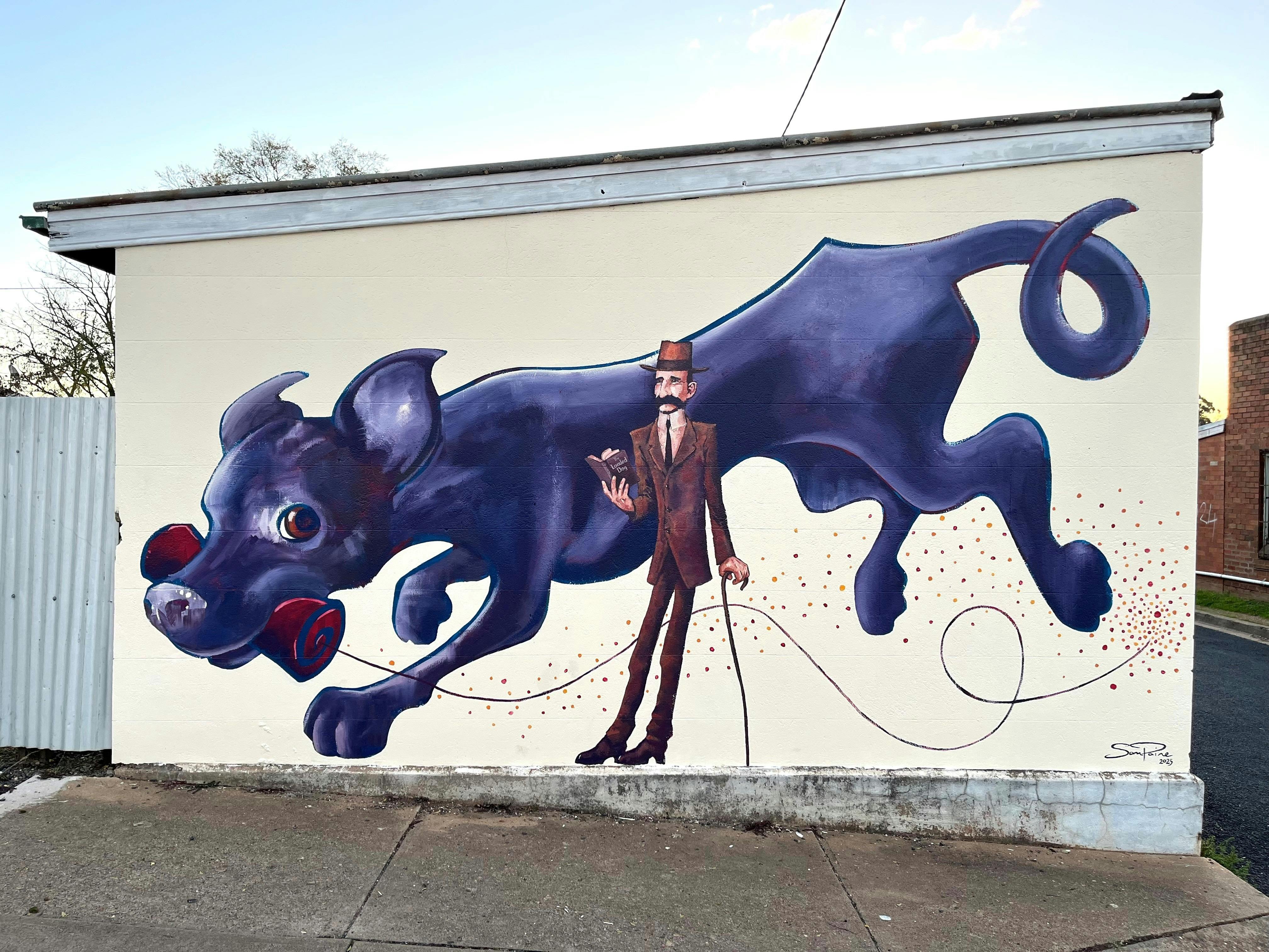 ガルゴングにある「荷物を積んだ犬」の壁画